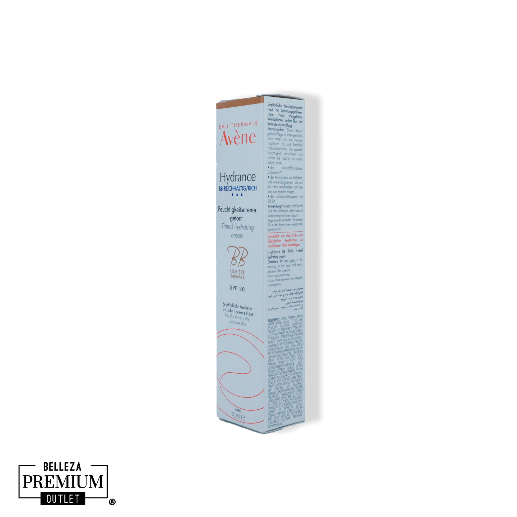 Avène Hydrance BB Riche SPF 30 40ml – Hidratación, Protección Solar y Toque de Color en un Solo Paso