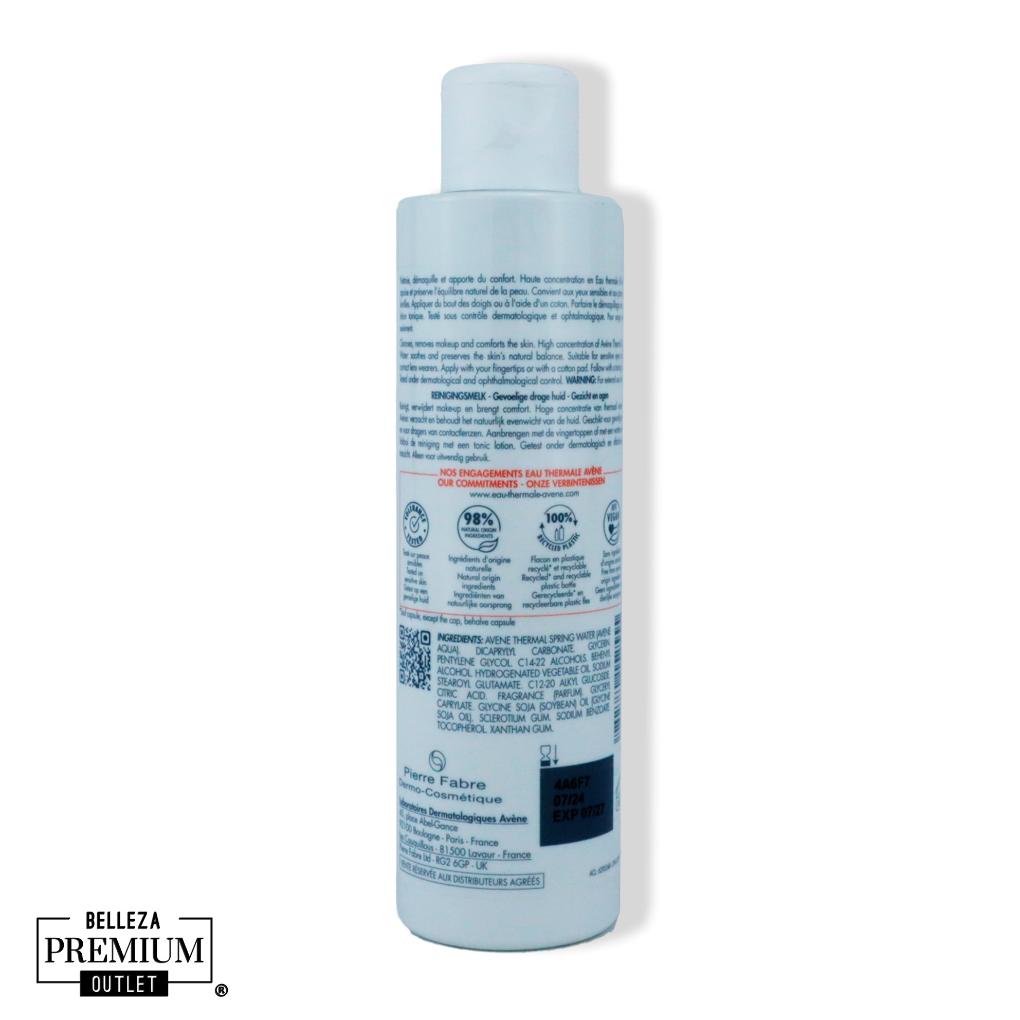 Avène Lait Démaquillant 200ml – Limpieza Suave y Confortable para Pieles Sensibles
