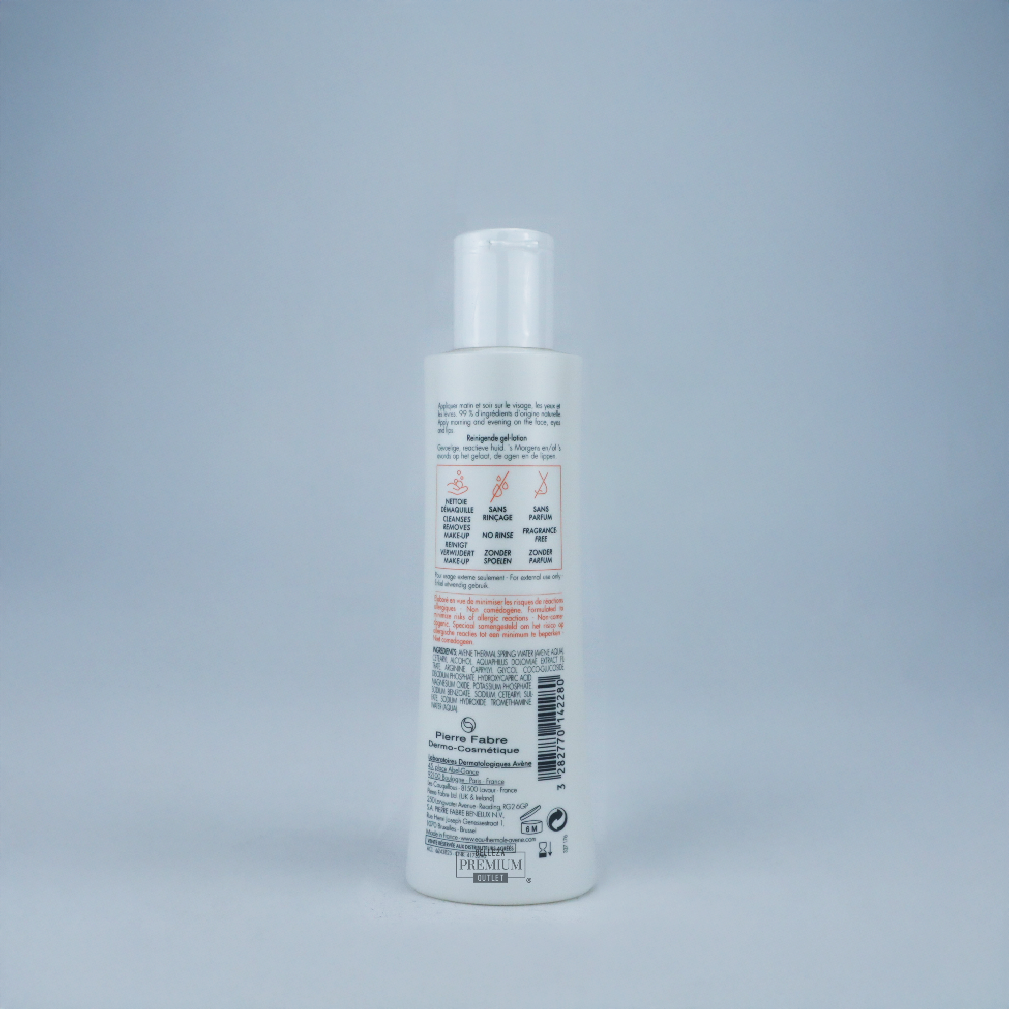 Avène Tolérance Loción Limpiadora en Gel 200ml – Limpieza Ultra-Suave para Pieles Sensibles y Reactivas