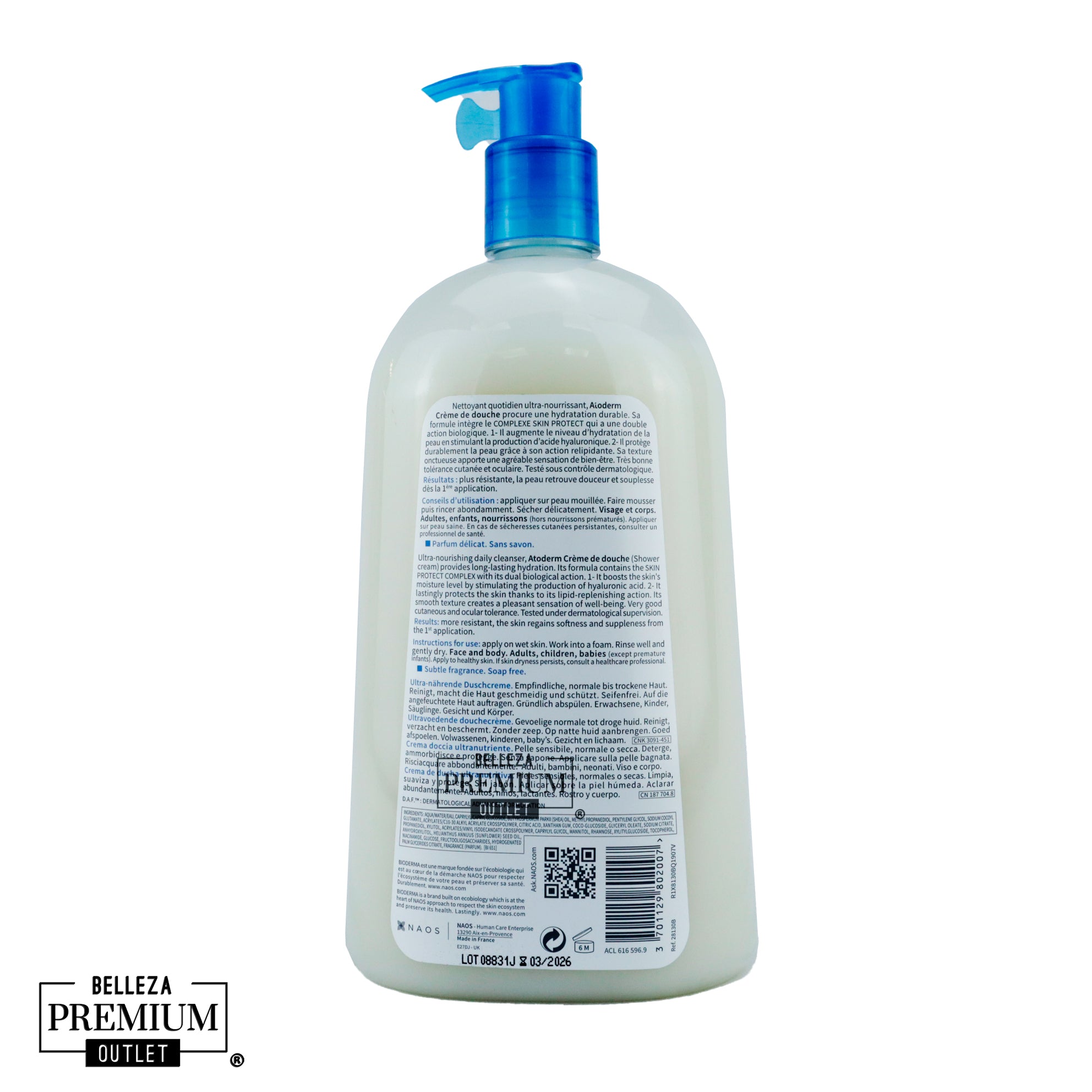 Bioderma Atoderm Crème de Douche 1000ml – Limpieza Suave y Nutritiva para Piel Seca y Sensible