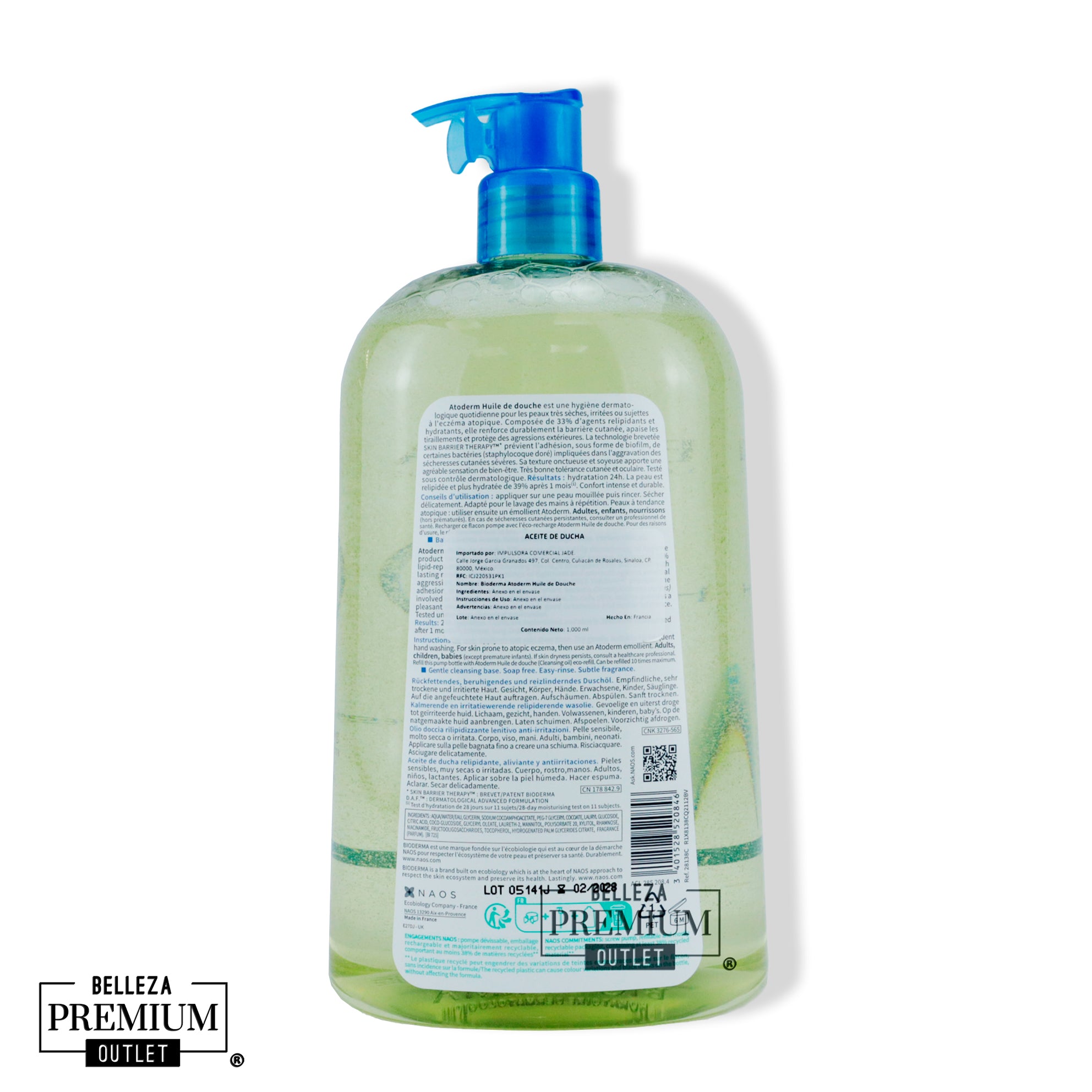 Bioderma Atoderm Aceite de Ducha 1000ml – Limpieza Suave y Nutritiva para Piel Muy Seca o Atópica