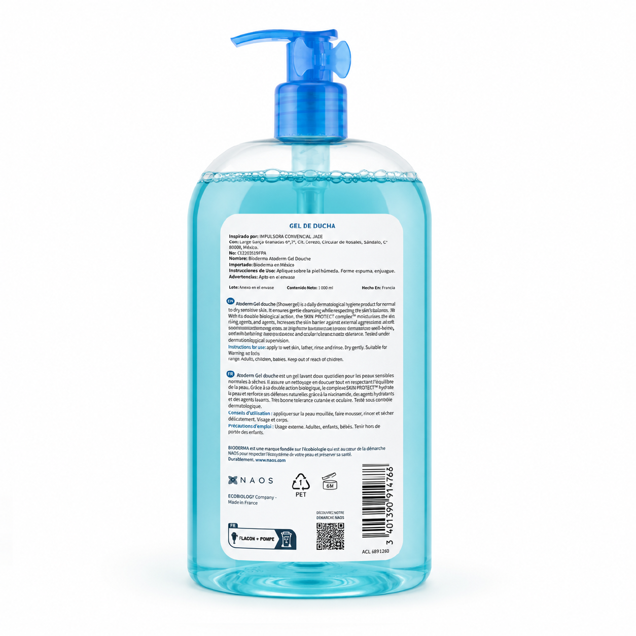 Bioderma Atoderm Gel Douche-Gel de ducha 1000ml piel sensible