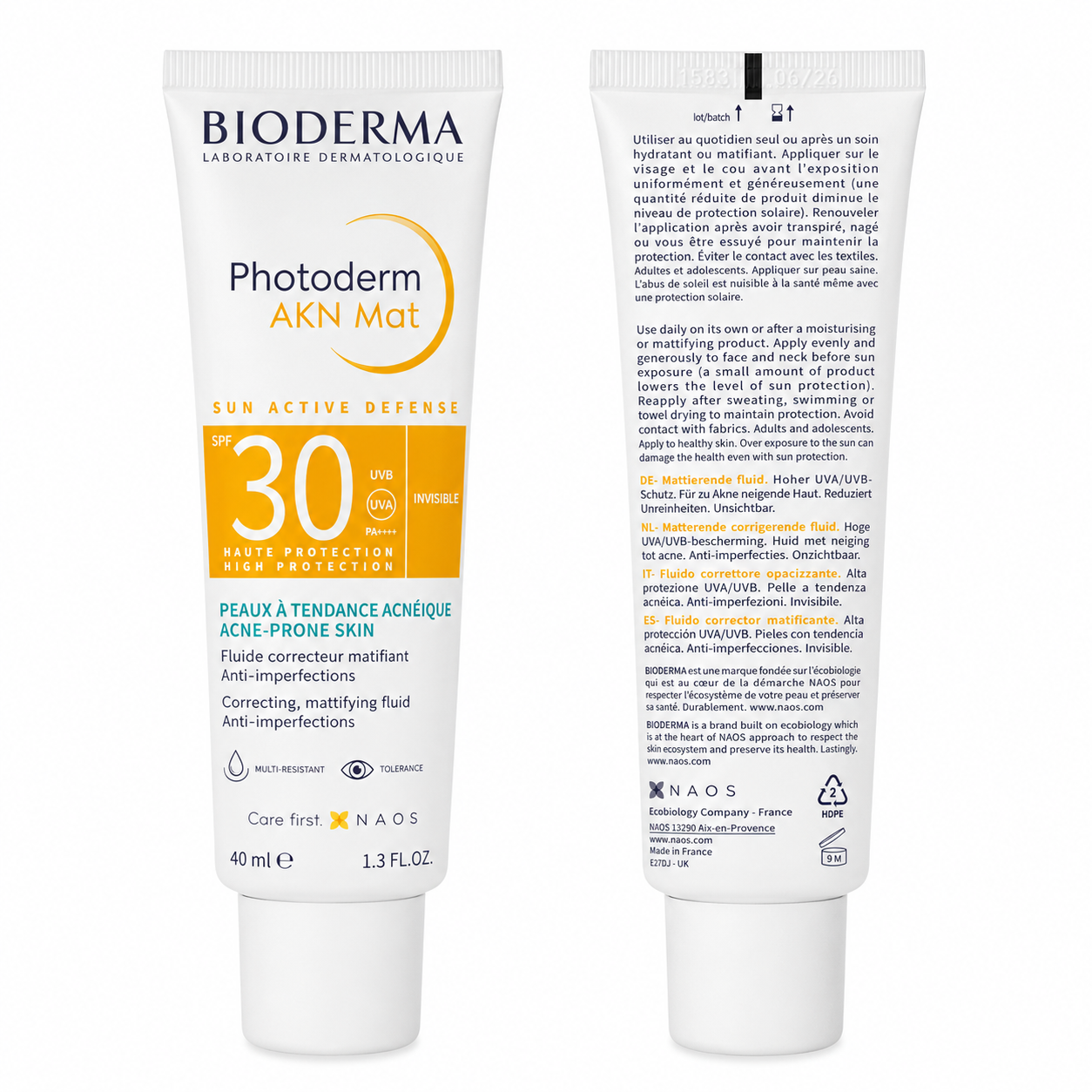 Bioderma Photoderm Akn Mat Crema SPF30 40ml – Protección Solar Matificante para Piel Mixta y Grasa