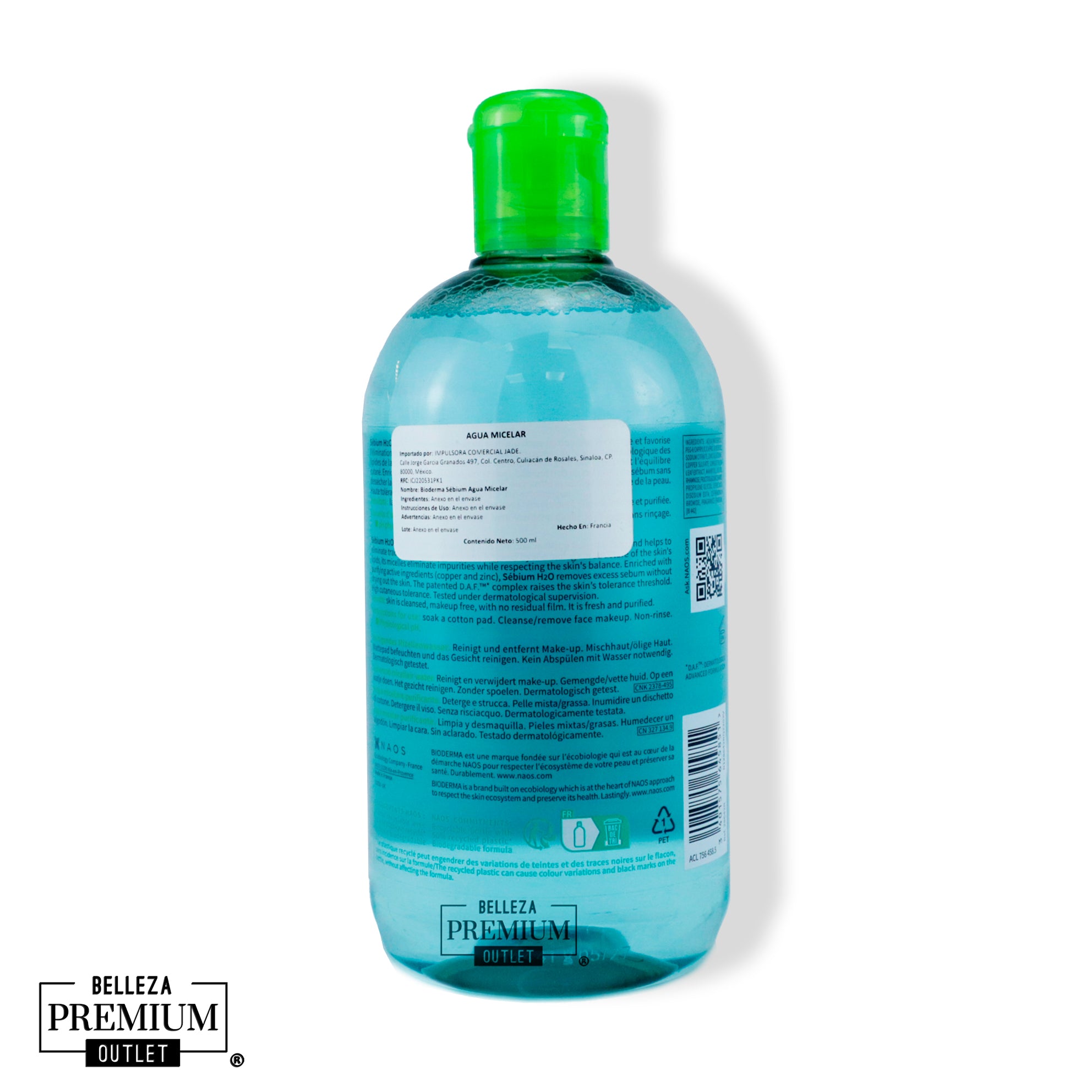 Bioderma Sébium H2O Agua Micelar Desmaquillante 500ml – Limpieza y Equilibrio para Piel Mixta a Grasa