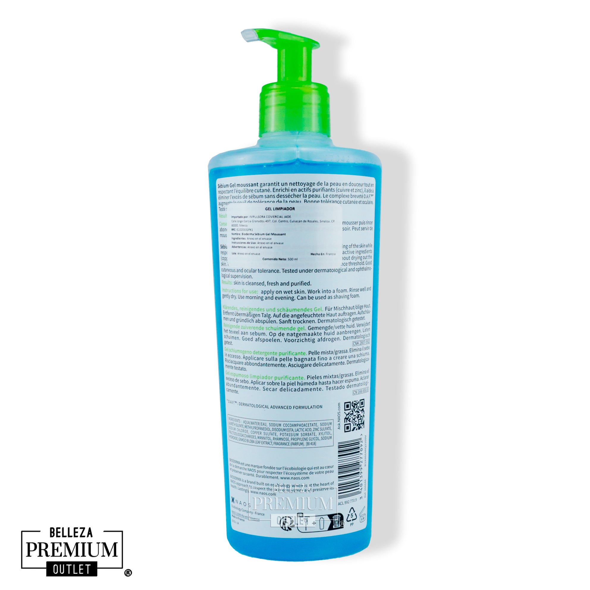 Bioderma Sébium Gel Moussant 500ml – Limpiador Purificante para Piel Mixta a Grasa