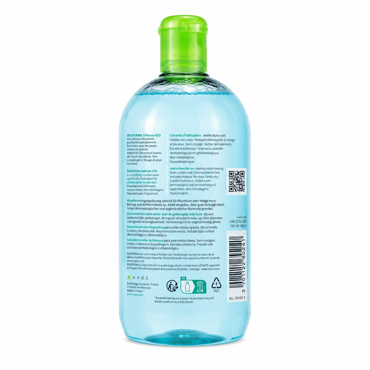 Bioderma Sébium H2O Agua Micelar Desmaquillante 500ml – Limpieza y Equilibrio para Piel Mixta a Grasa