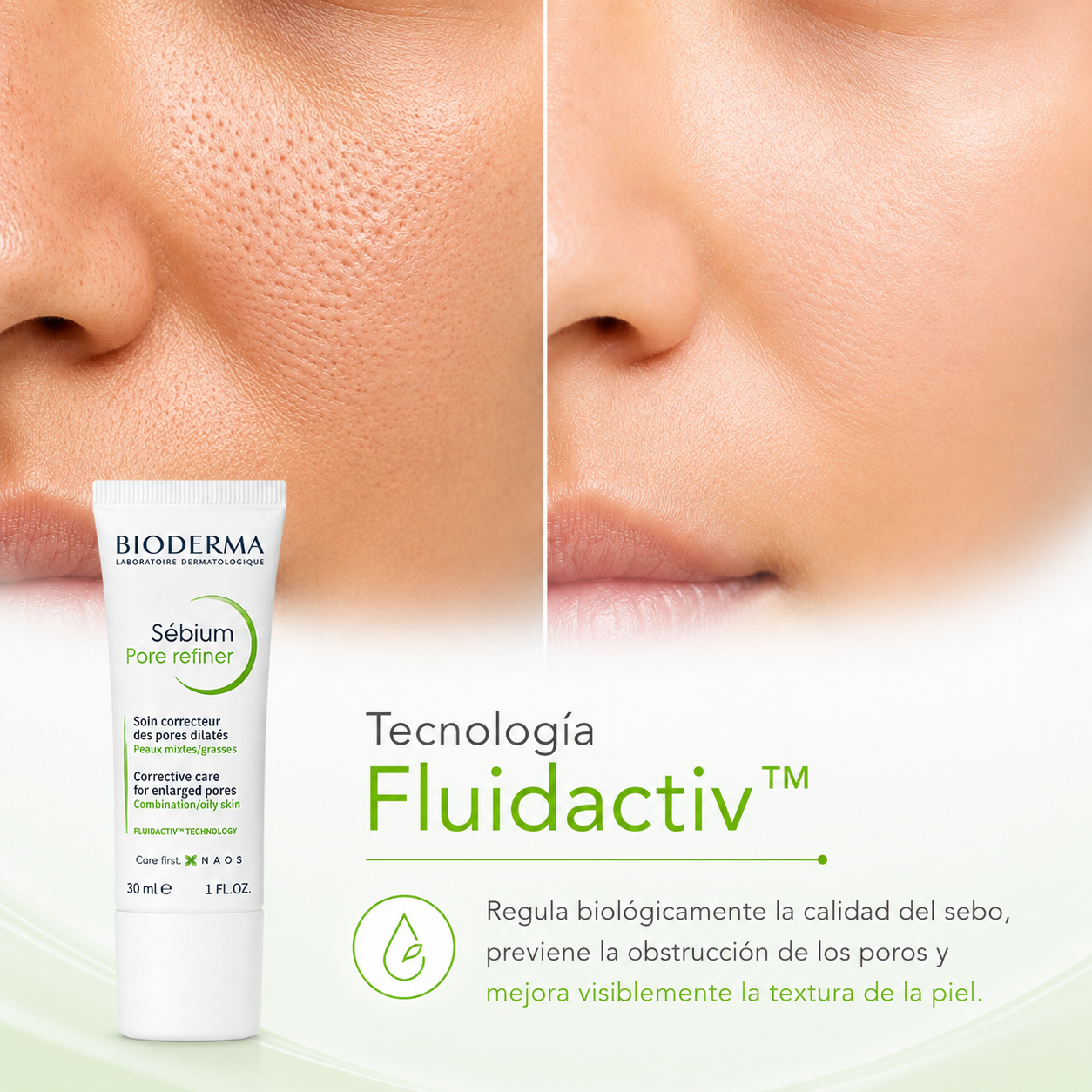Bioderma Sebium Pore Refiner 30 ml:¡Poros afinados, piel matificada y textura perfeccionada al instante!