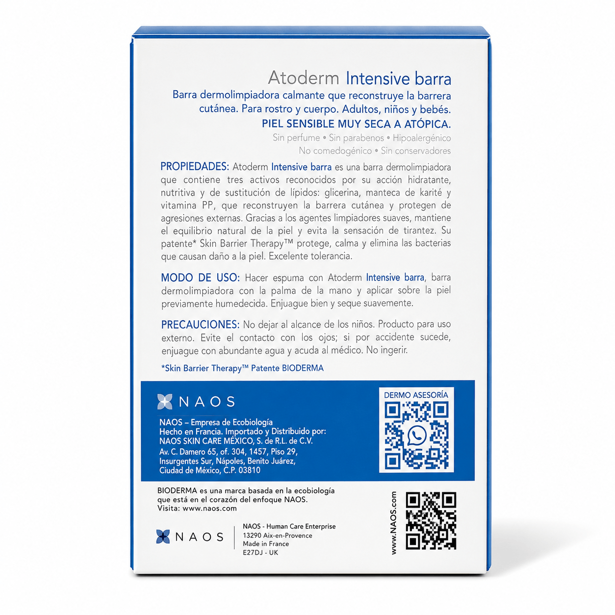 Bioderma Atoderm Intensive Pain 150g – Jabón Suave Hidratante y Reparador para Piel Muy Seca y Atópica