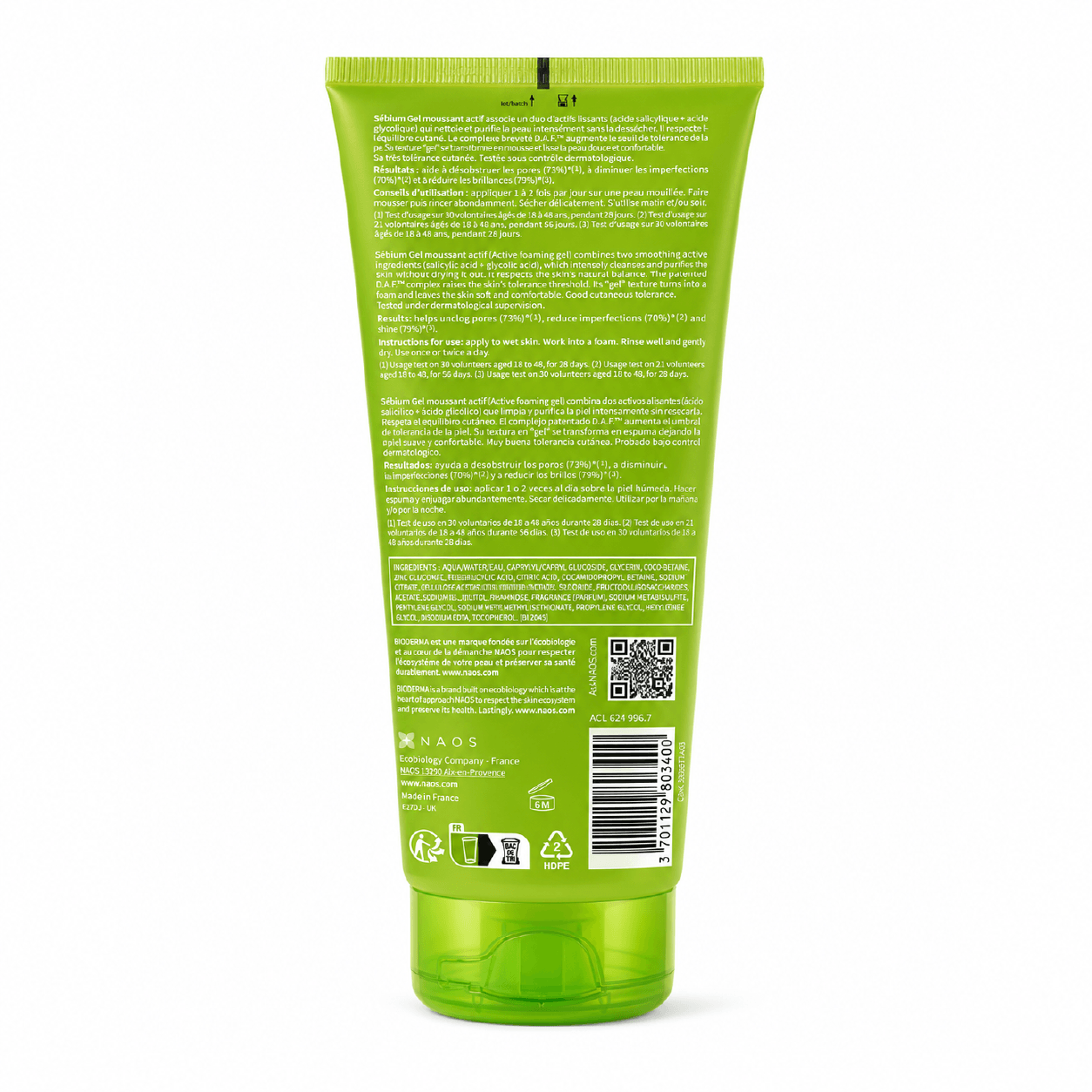 Bioderma Sébium Gel Moussant Actif 200ml – Gel Limpiador Purificante Intensivo