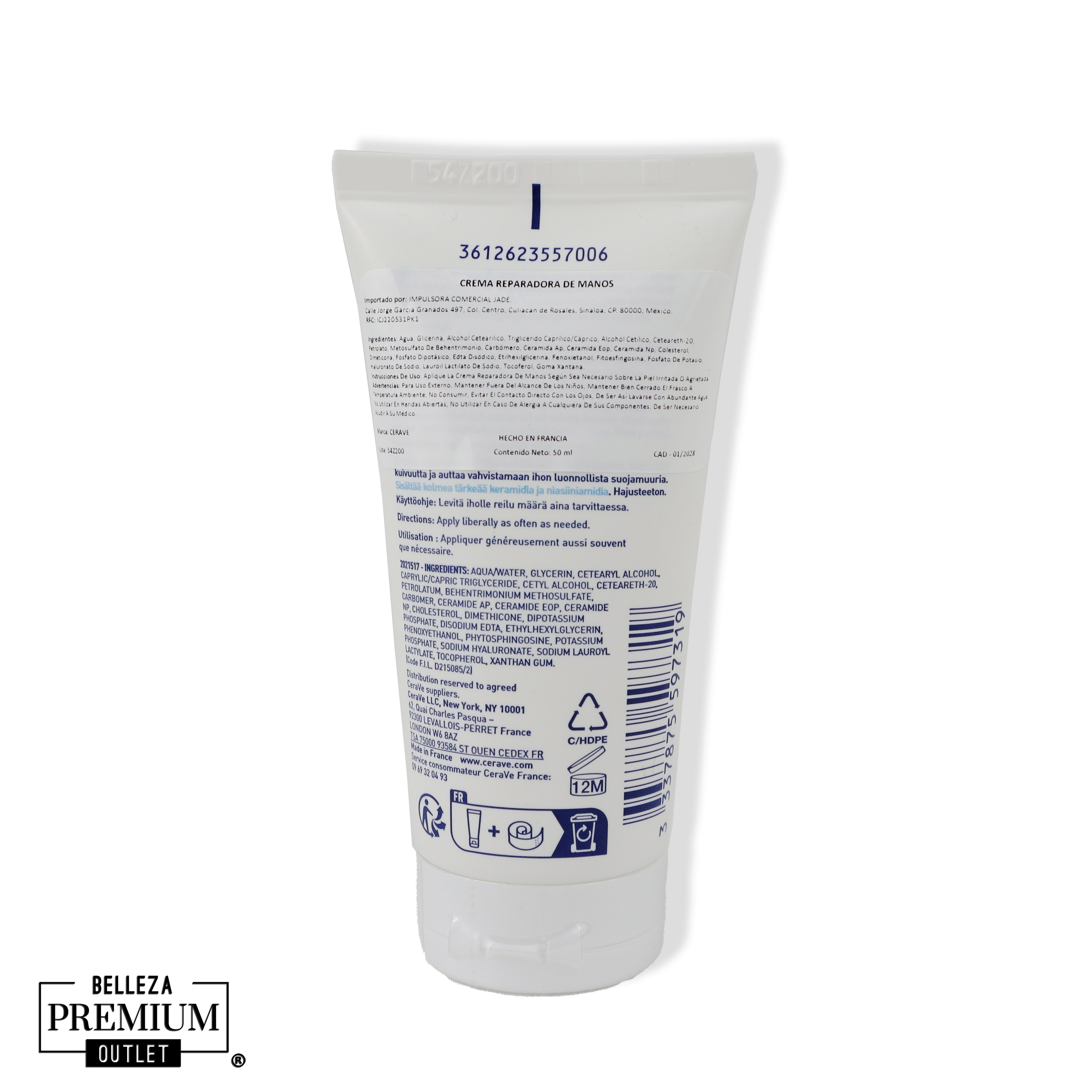 CeraVe Crema de Manos Regeneradora – Hidratación intensa y reparación para manos secas y dañadas.