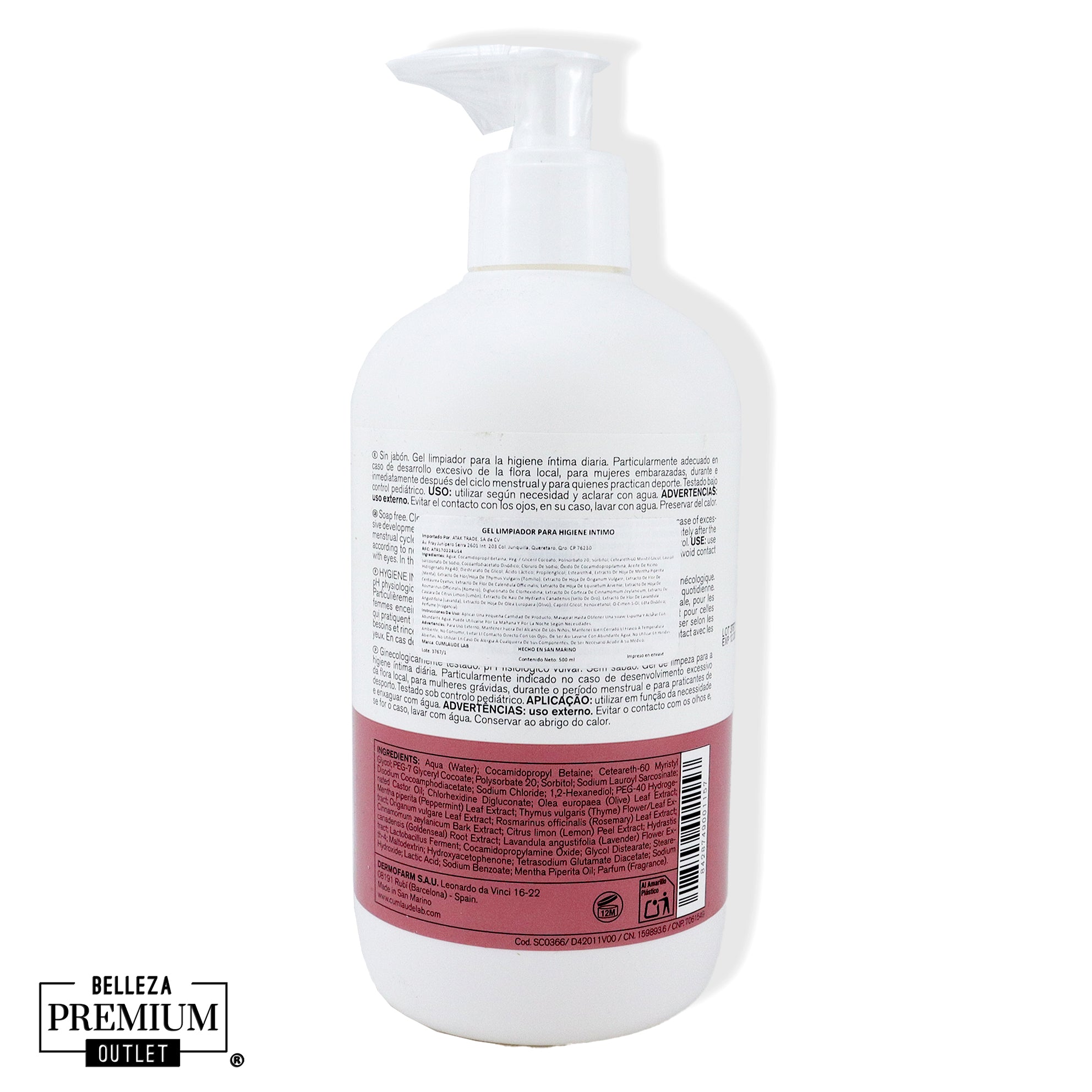 Cumlaude CLX Higiene Íntima 500ml – Gel Limpiador Protector para la Zona Íntima