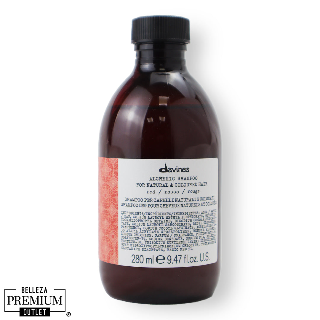 Davines Alchemic Shampoo Rojo 280ml – Color Intenso, Reflejos Cobrizos y Cabello Radiante