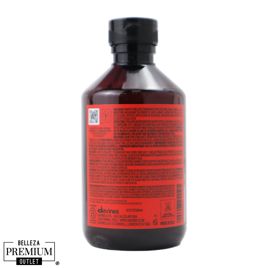 Davines Naturaltech Energizing Shampoo 250 ml – Energía Refrescante, Fortalecimiento Capilar y Cuero Cabelludo Revitalizado