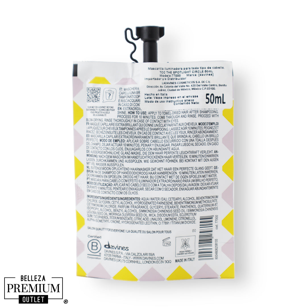 Davines The Spotlight Circle 50ml – Brillo Espectacular, Vitalidad Instantánea y Cabello Radiante