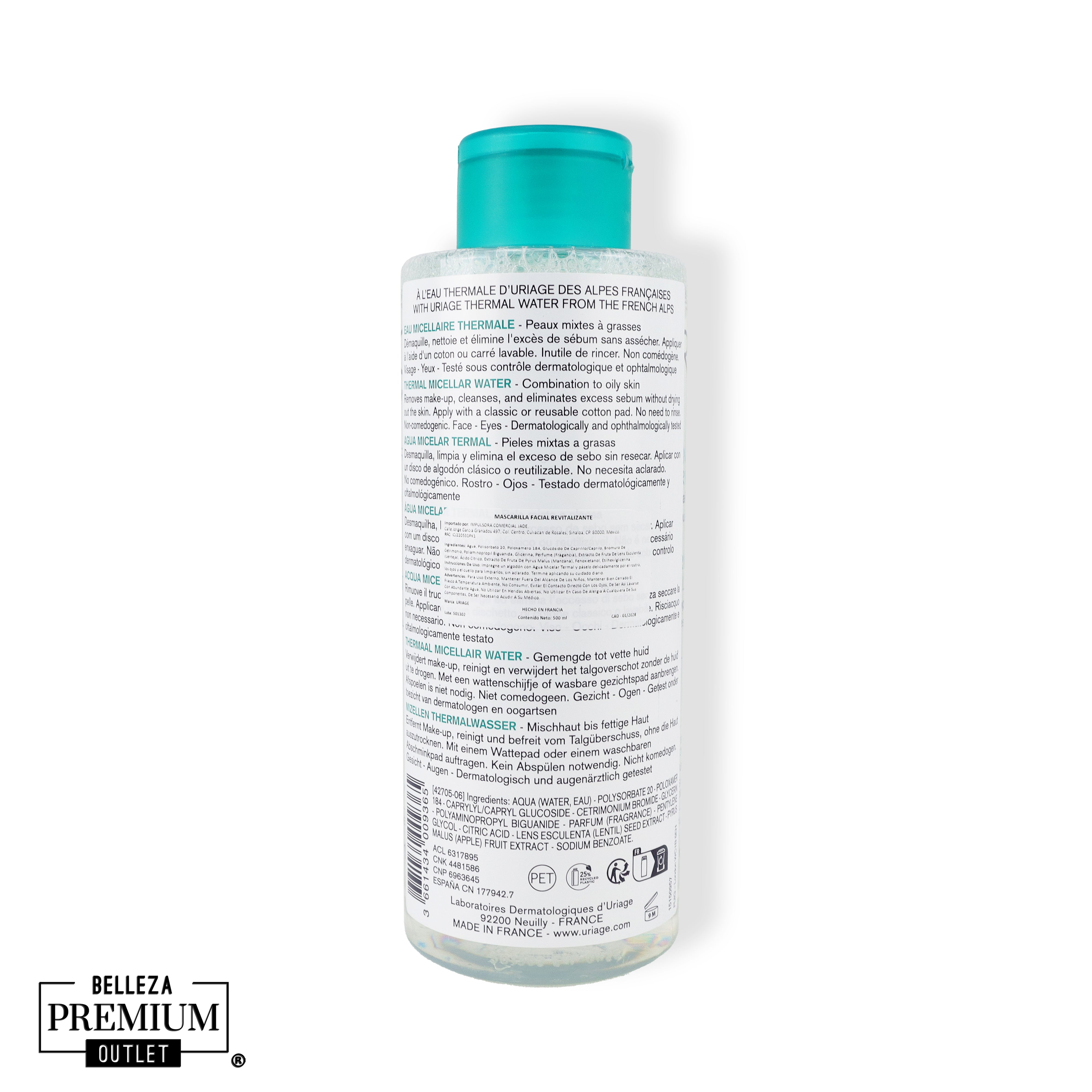 Eau Micellaire Thermale – Limpieza fresca y purificante para piel mixta a grasa.