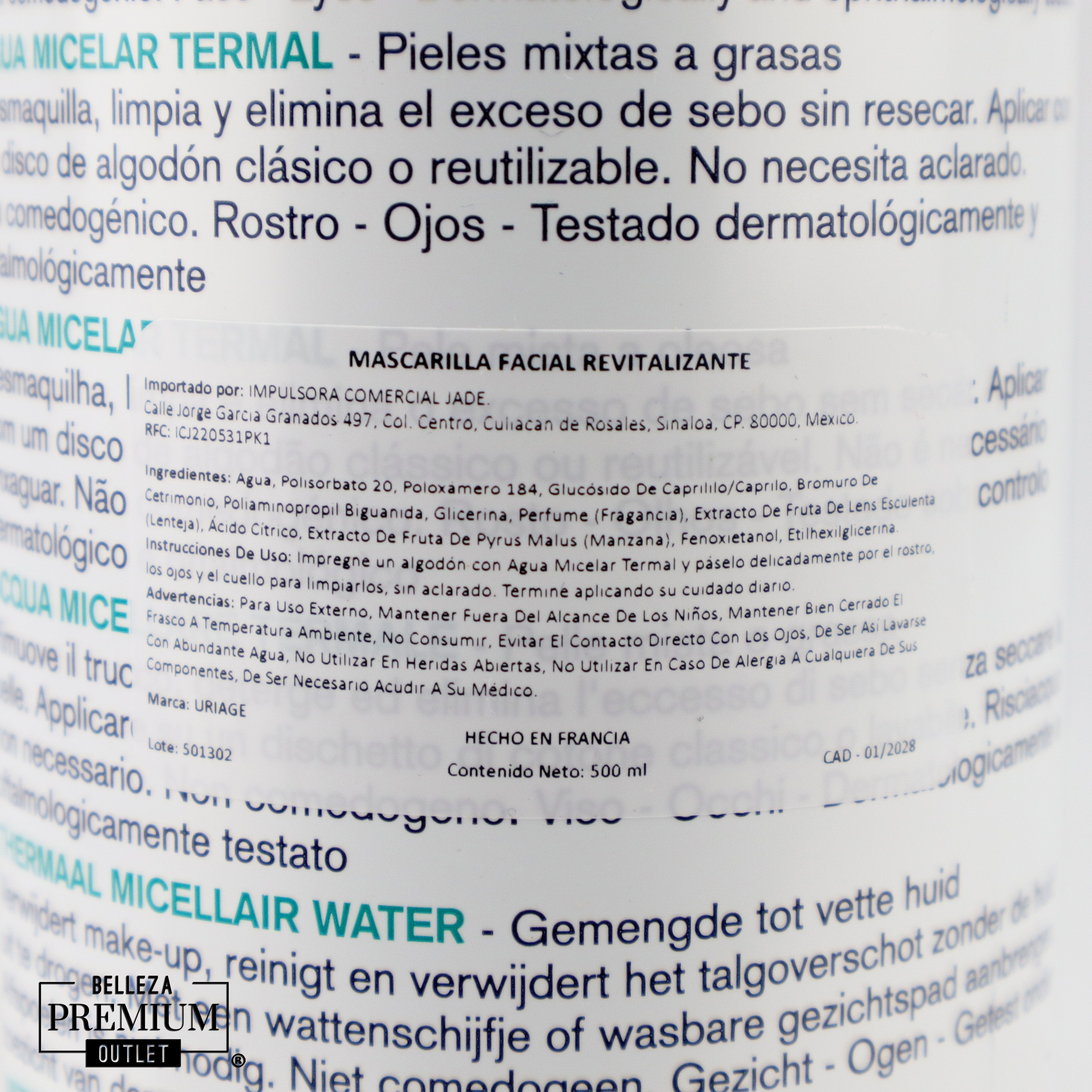 Eau Micellaire Thermale – Limpieza fresca y purificante para piel mixta a grasa.