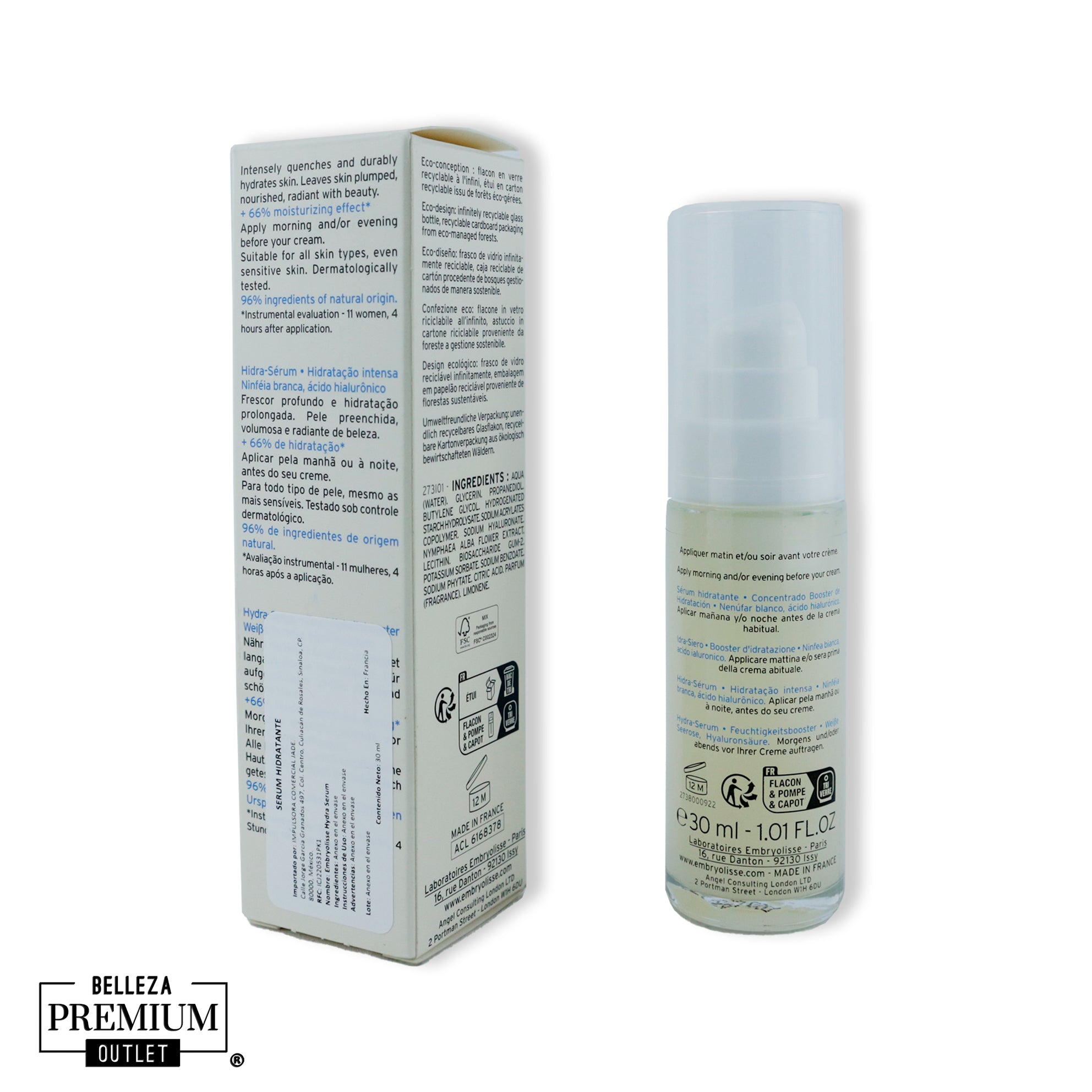 Embryolisse Hydra Serum 30ml – Hidratación Intensa y Piel Radiante