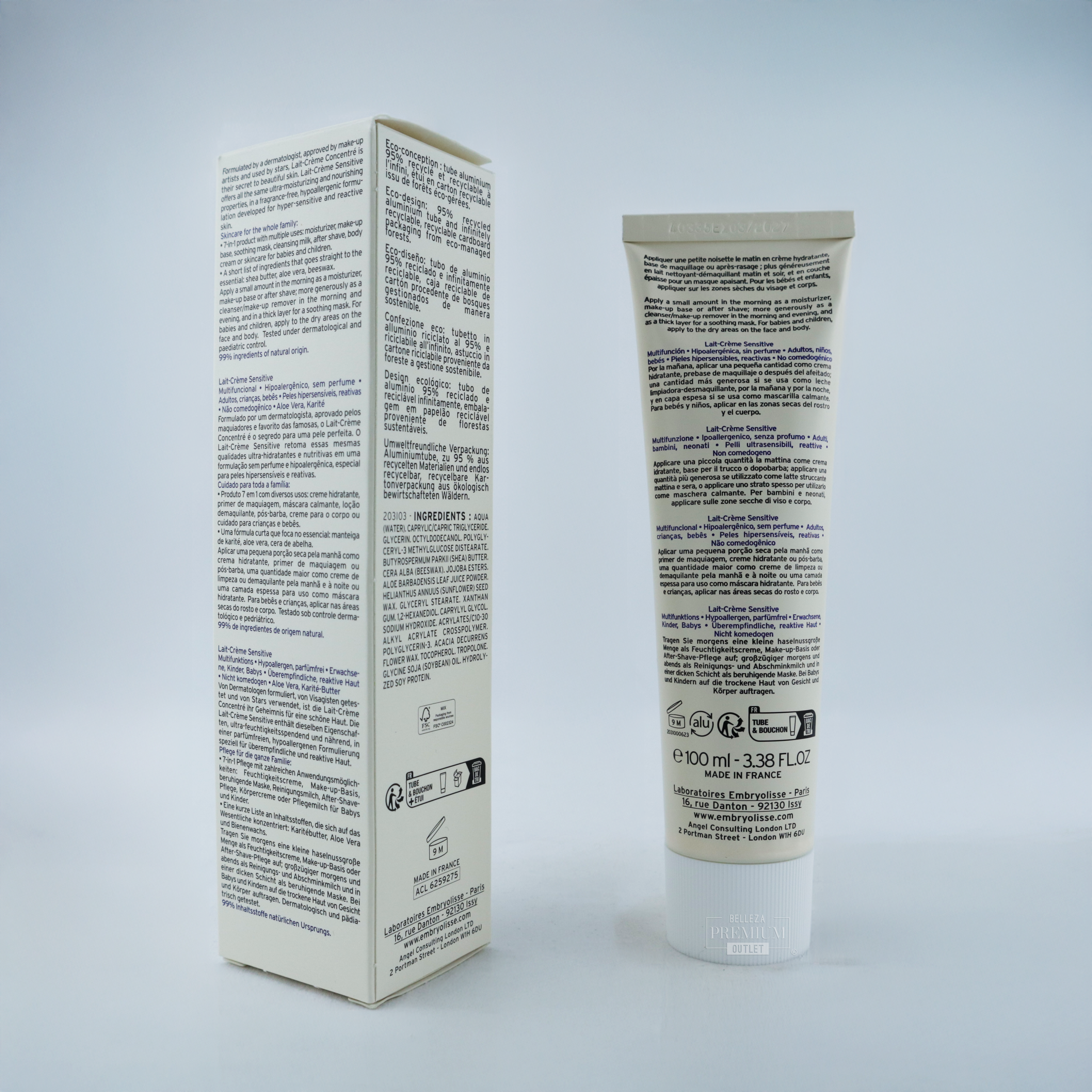 Embryolisse Lait-Crème Sensitive 100ml – Piel Ultra Sensible, Cuidado Ultra Delicado