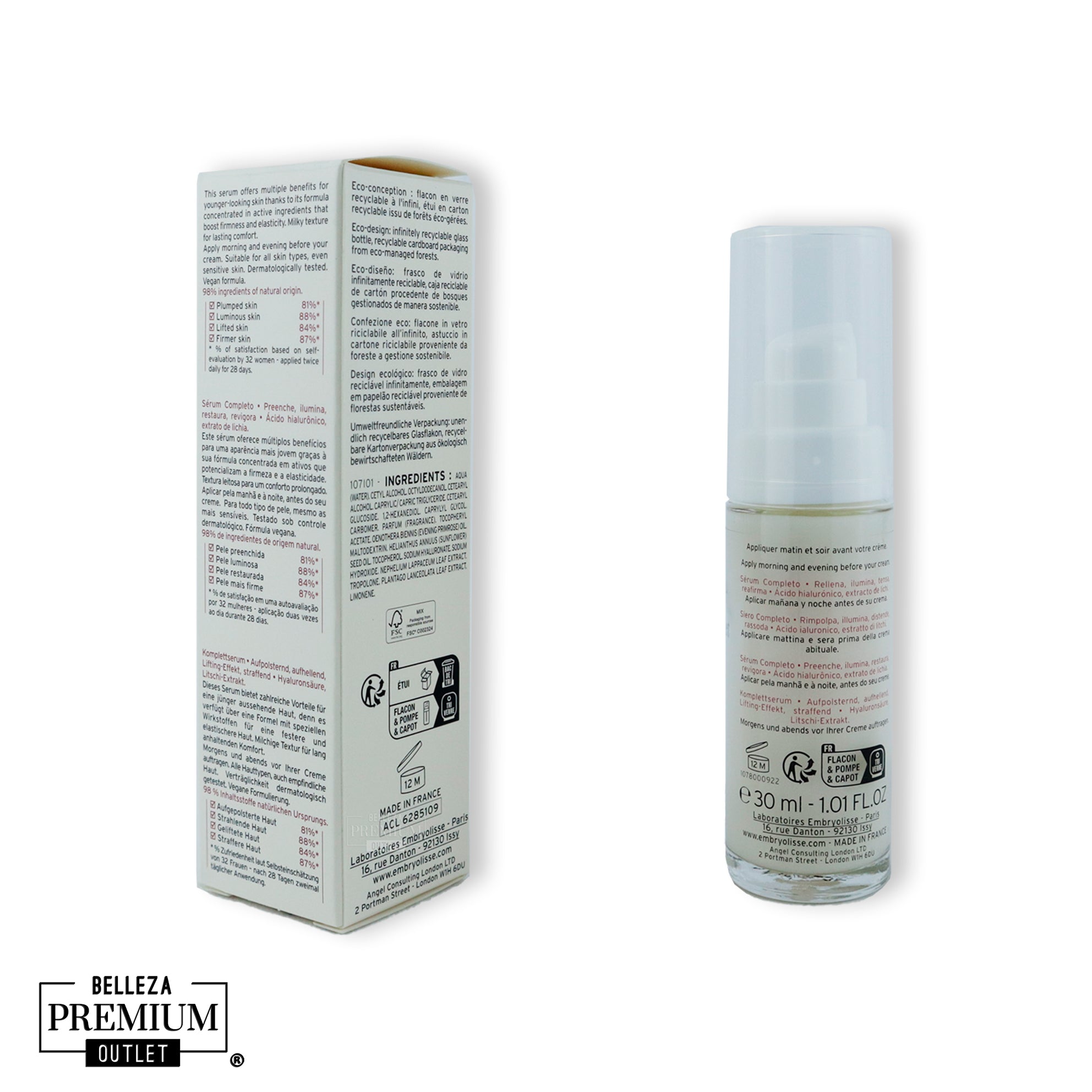 Embryolisse Complete Serum 30ml – Hidratación, Firmeza y Luminosidad en Cada Gota