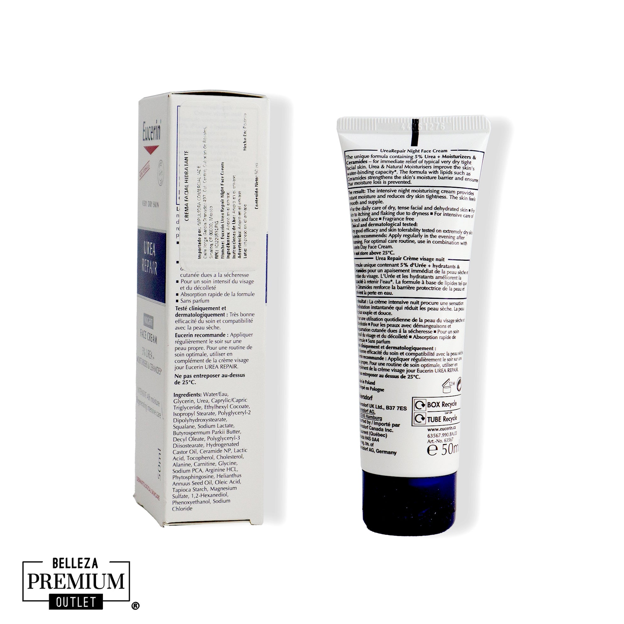 Eucerin Urea Repair Night Face Cream 50ml – Crema nocturna reparadora para piel seca y sensible
