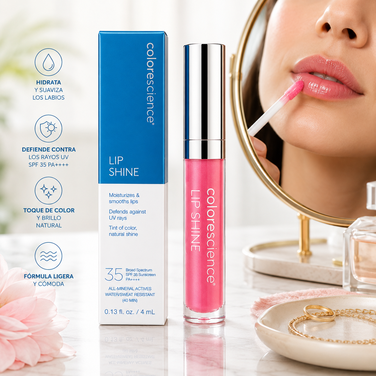 ColoreScience Lip Shine SPF 35 7ml Pink: Majestuoso Brillo y Protección Solar para tus Labios