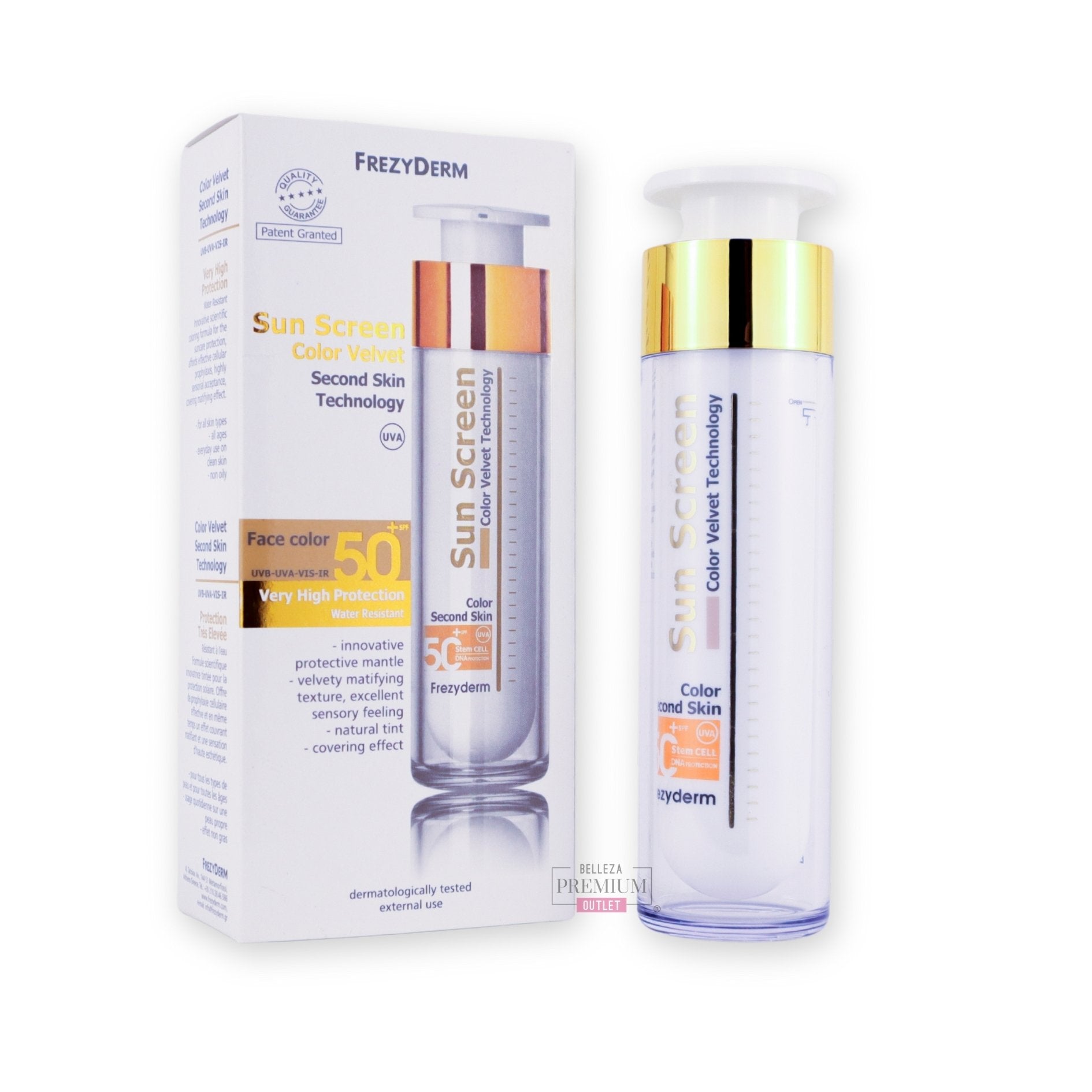 Frezyderm Sunscreen Velvet Color Face SPF 50+ 50ml – Protección Solar con Color y Efecto Aterciopelado