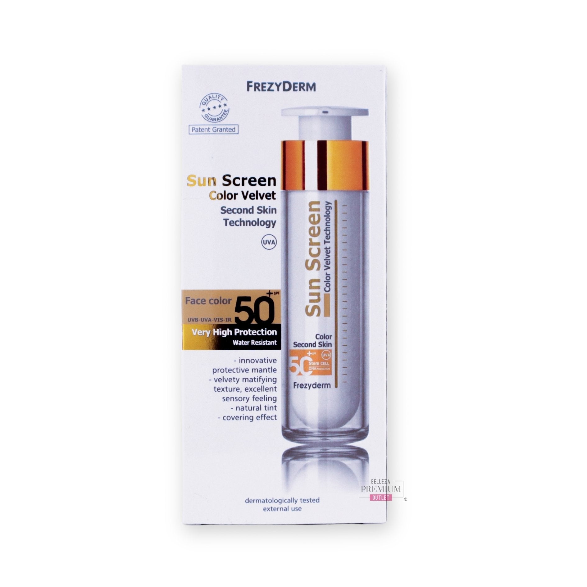 Frezyderm Sunscreen Velvet Color Face SPF 50+ 50ml – Protección Solar con Color y Efecto Aterciopelado
