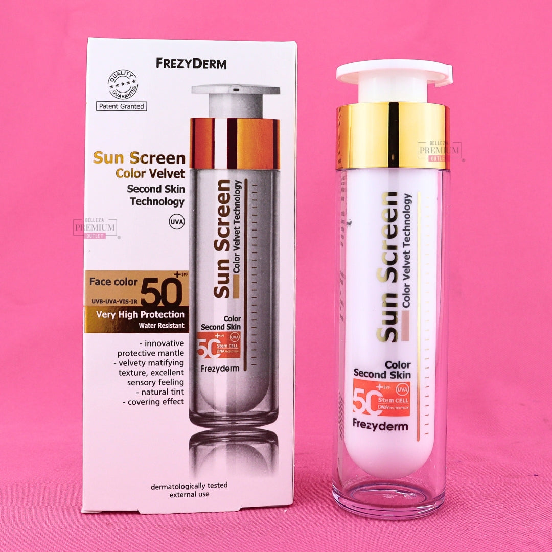 FREZYDERM SUN SCREEN VELVET COLOR FACE SPF 50+ 50ml CAJA ROTA