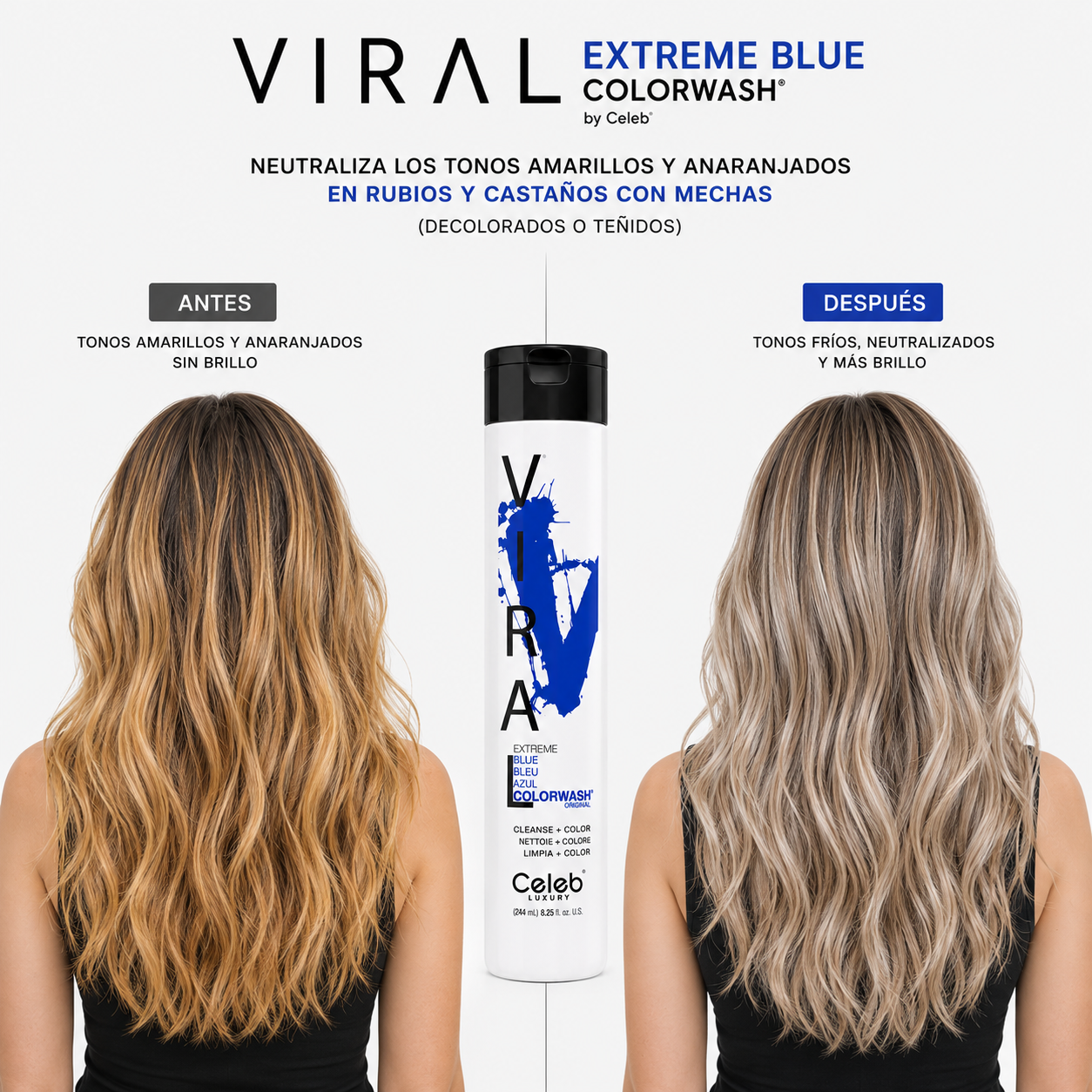 CELEB LUXURY VIRAL COLORWASH EXTREME BLUE-Shampoo Matizador Azul