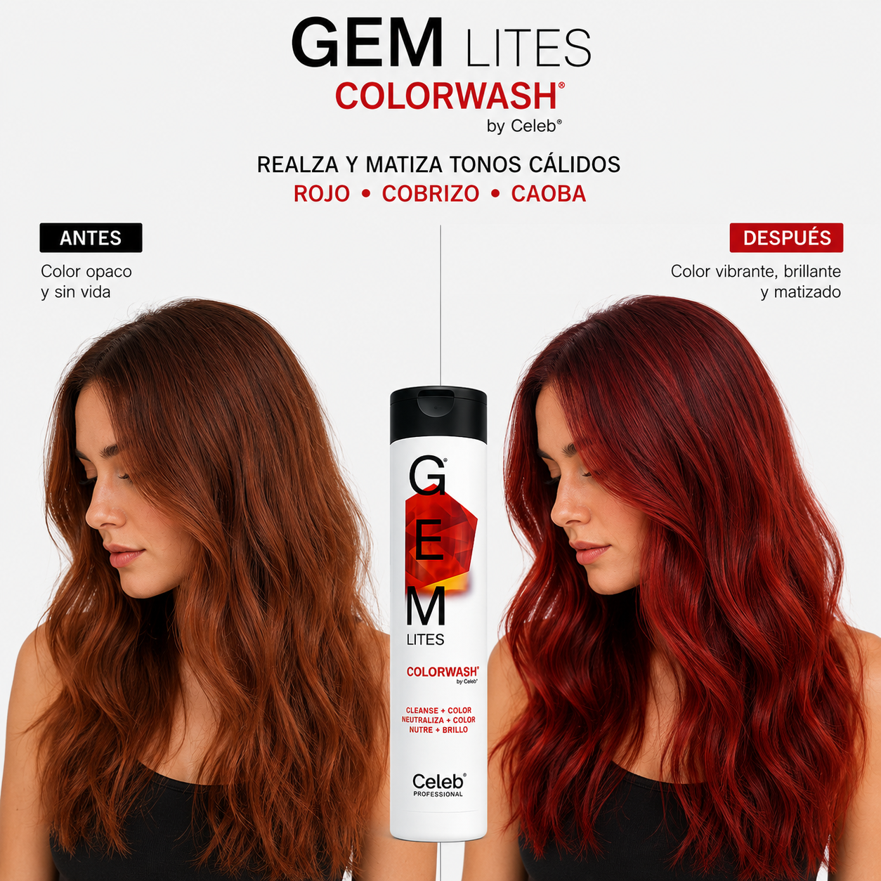 CELEB LUXURY GEM COLORWASH FIRE OPAL-Shampoo Matizador Rojo