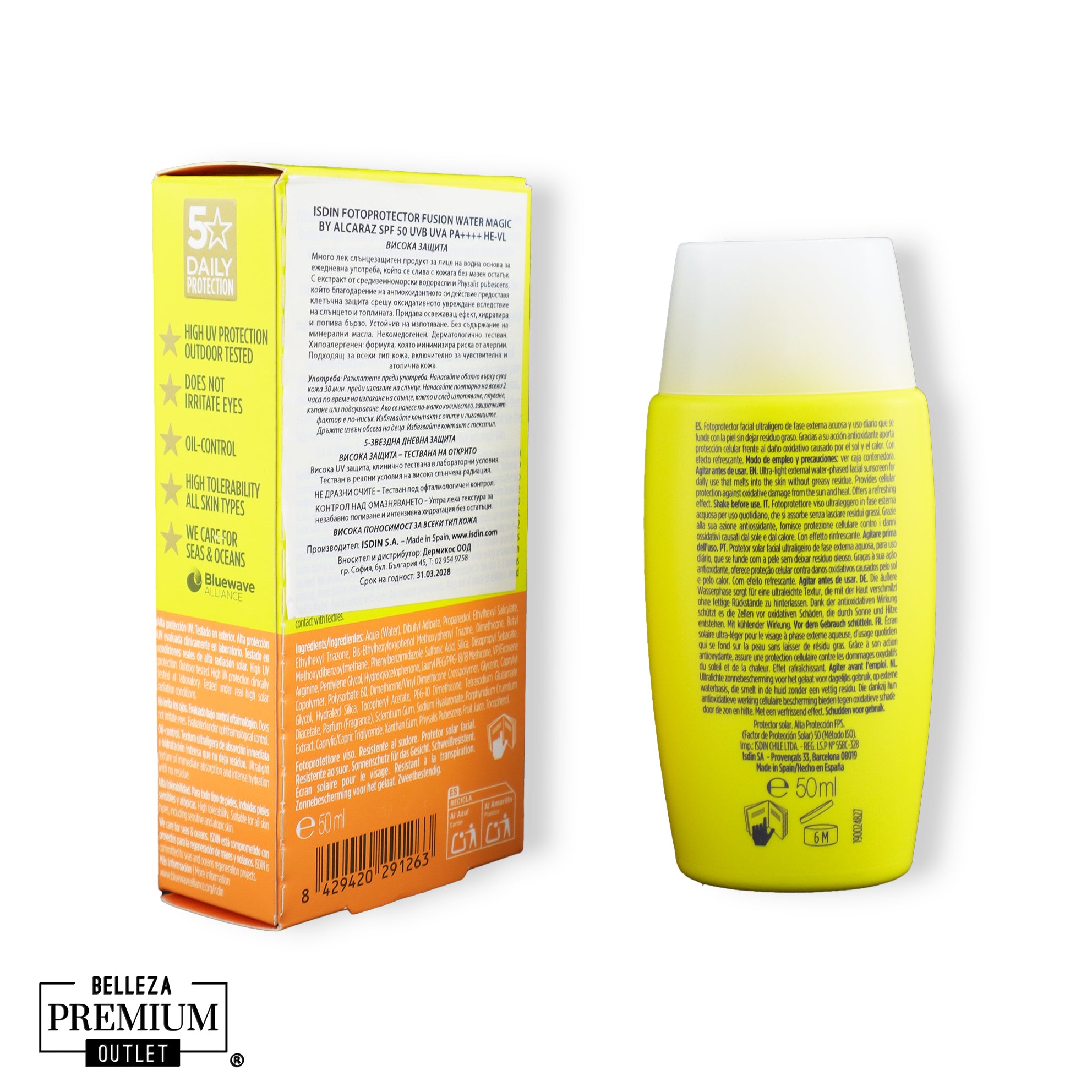 ISDIN Fusion Water Magic Alcaraz SPF50 – Protección Solar Ultraligera, Frescura Total y Alto Rendimiento