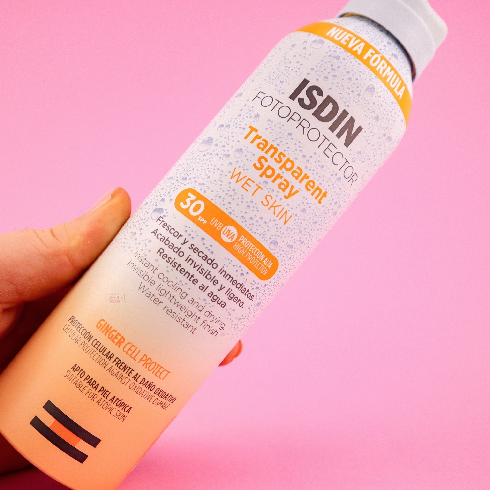 ISDIN Fotoprotector Transparent Spray Wet Skin SPF 30 – Protección Solar Transparente en Spray, Incluso sobre Piel Mojada