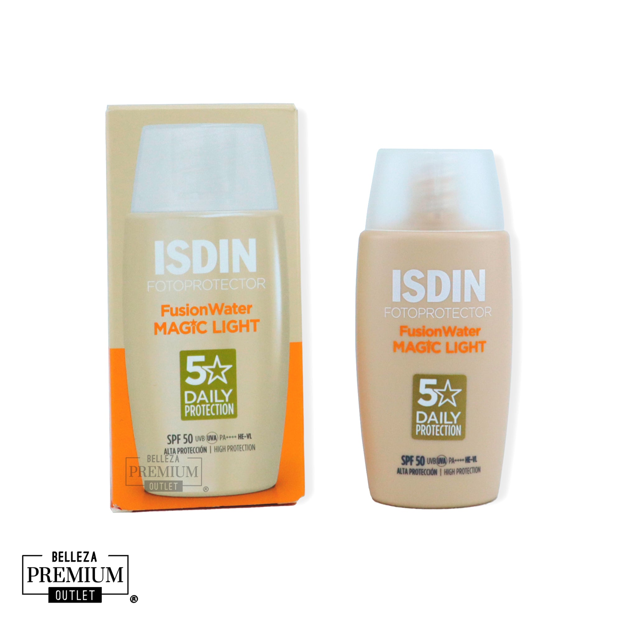 ISDIN Fotoprotector Fusion Water Color Light SPF 50+ 50ml – Protección Solar con Color para un Tono Uniforme y Natural