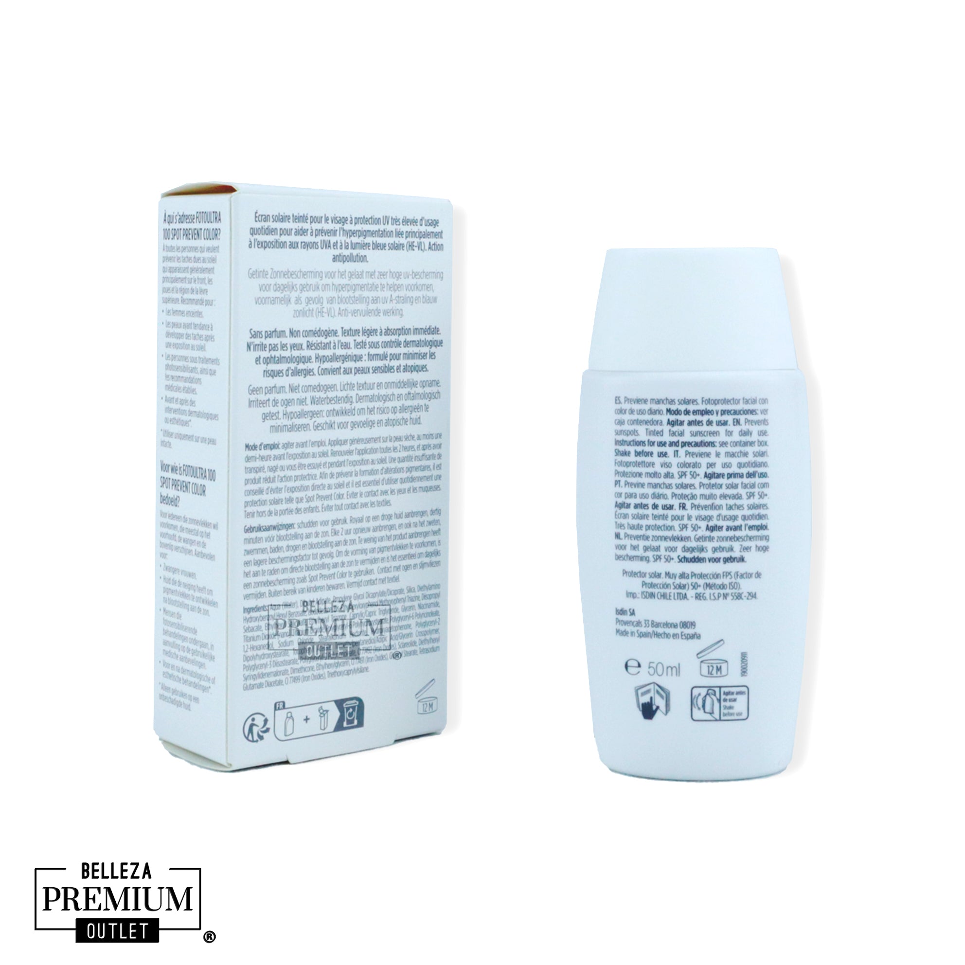 ISDIN FotoUltra Spot Prevent Color SPF 50+ 50ml – Fotoprotección con Color para Prevenir Manchas y Unificar el Tono