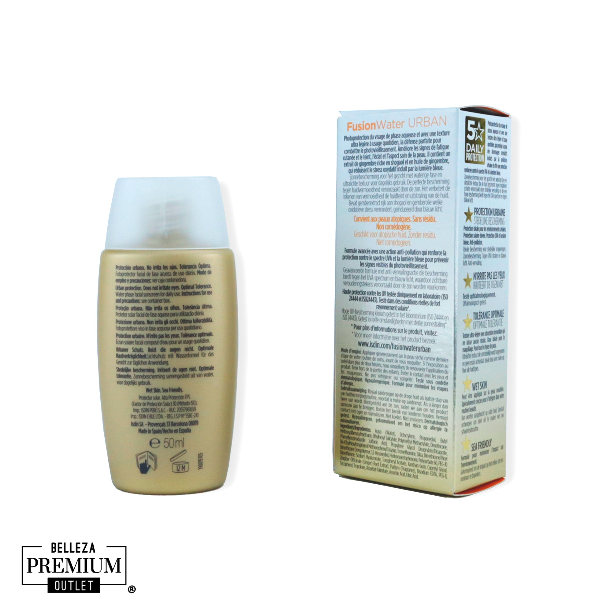 ISDIN Fusion Water Urban SPF 30 50ml – Fotoprotección Antipolución para la Vida en la Ciudad