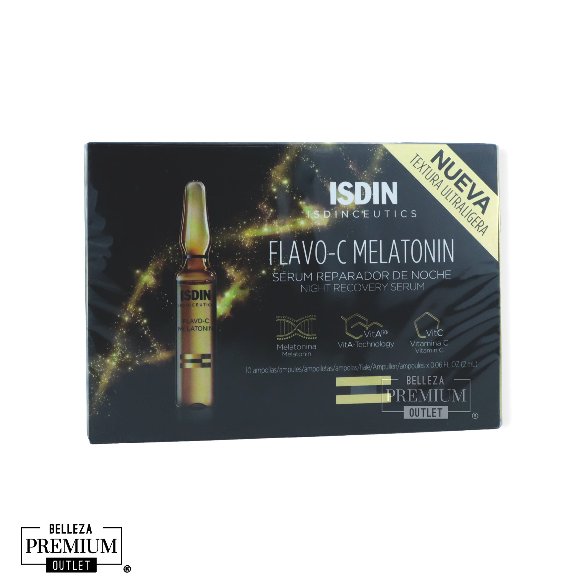 ISDIN Isdinceutics Flavo-C Melatonin – 10 Ampollas x 2ml | Reparación Antioxidante Nocturna para una Piel Renovada al Despertar