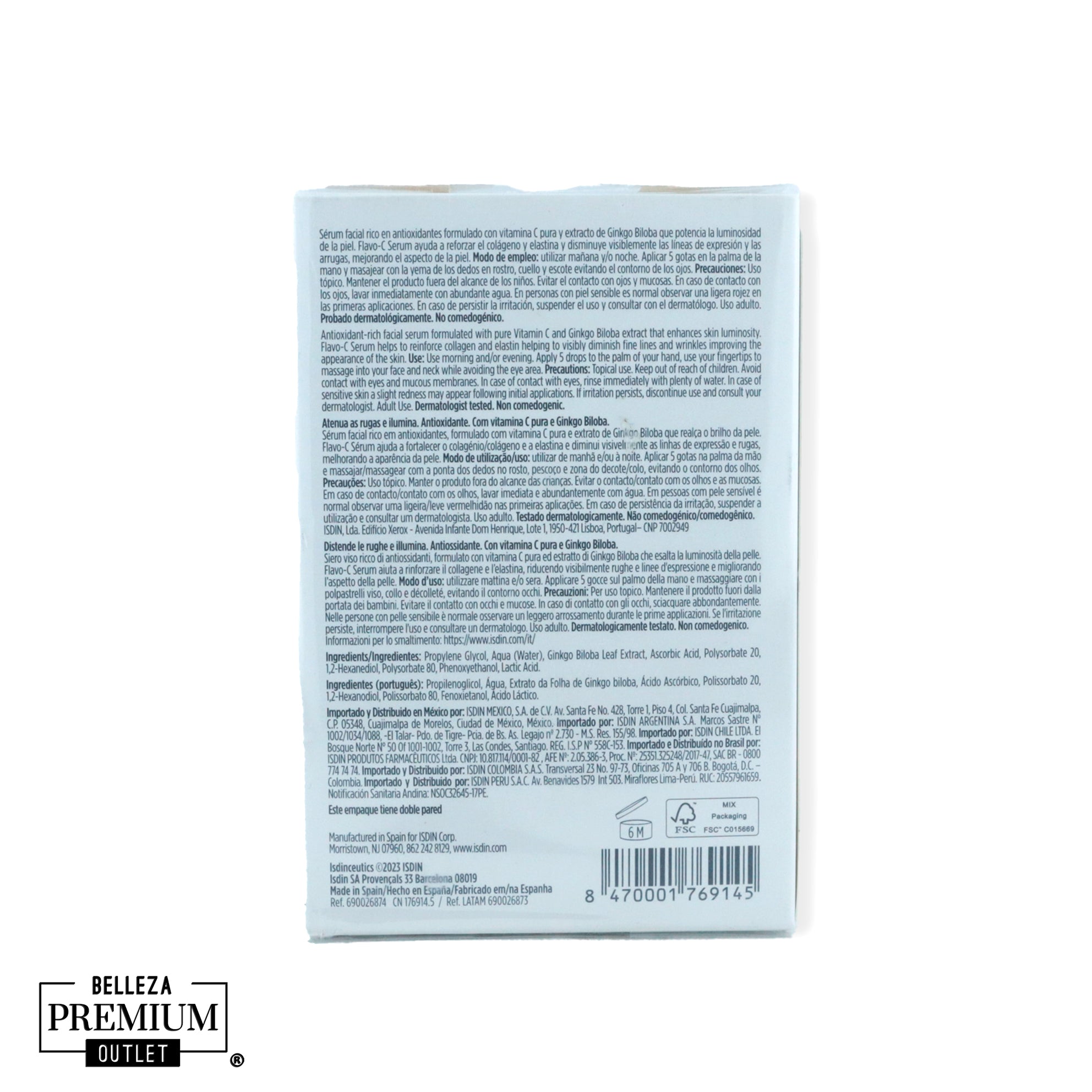 ISDIN Isdinceutics Flavo-C Serum 30ml – Vitamina C Pura para Luminosidad, Firmeza y Acción Antioxidante Avanzada