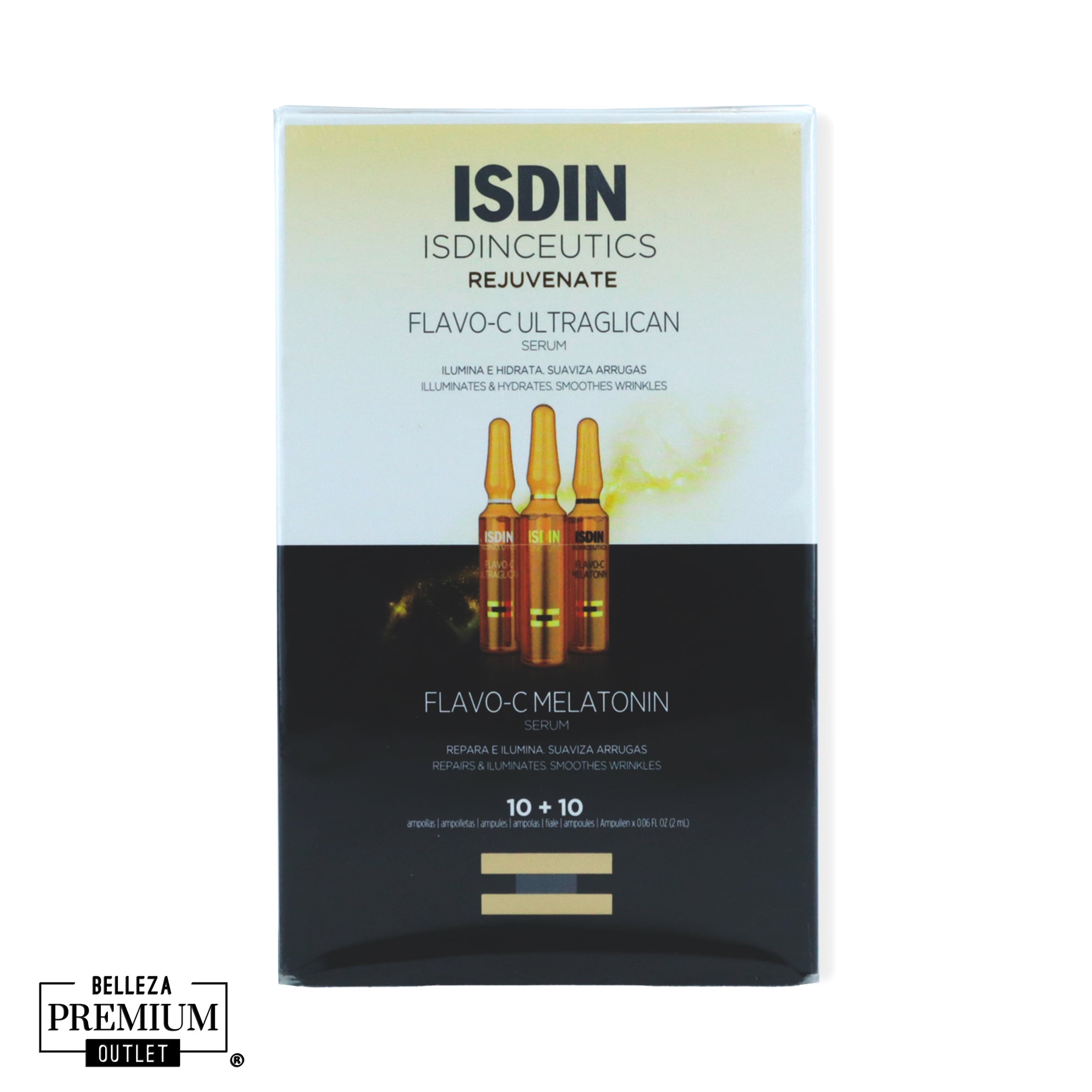 ISDIN Isdinceutics Flavo-C Melatonin & Ultraglican – Tratamiento Antioxidante Día y Noche en Ampollas (20x2ml)