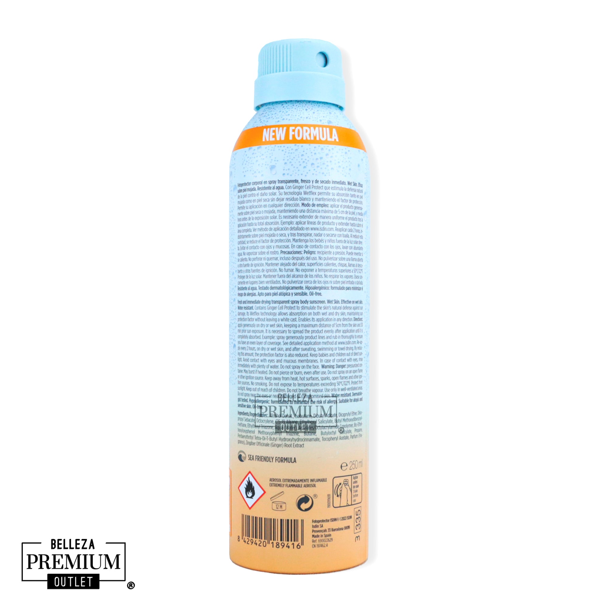 ISDIN Fotoprotector Transparent Spray Wet Skin SPF 30 – Protección Solar Transparente en Spray, Incluso sobre Piel Mojada