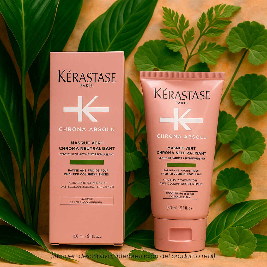 Kérastase Chroma Absolu Masque Vert Chroma Neutralisant 150ml – Mascarilla Matizante Verde para Neutralizar Tonos Rojizos