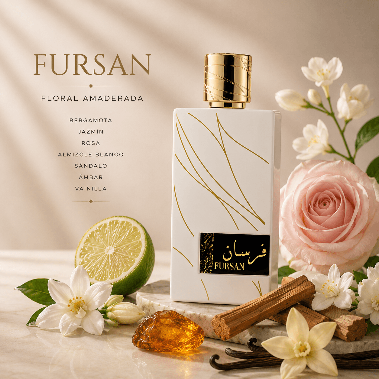KHADLAJ FURSAN WHITE 100ML-Fragancia Unisex Floral Amaderado
