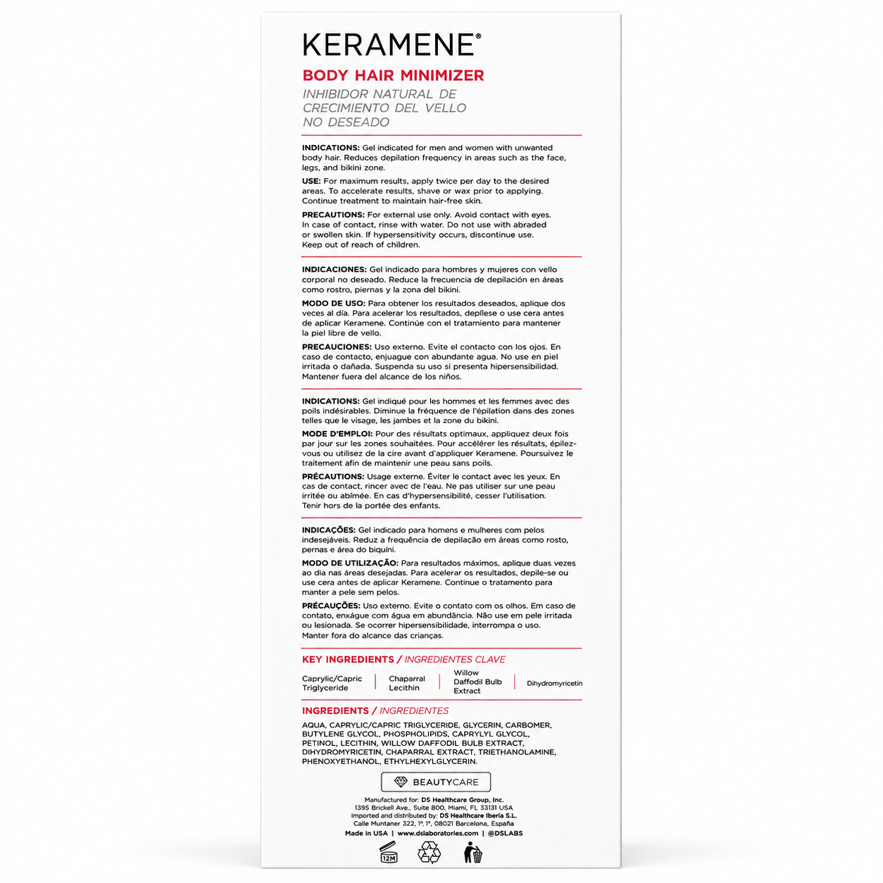 DS Laboratories Keramene Body Hair Minimizer–Tratamiento Corporal Uso Tópico 200ml