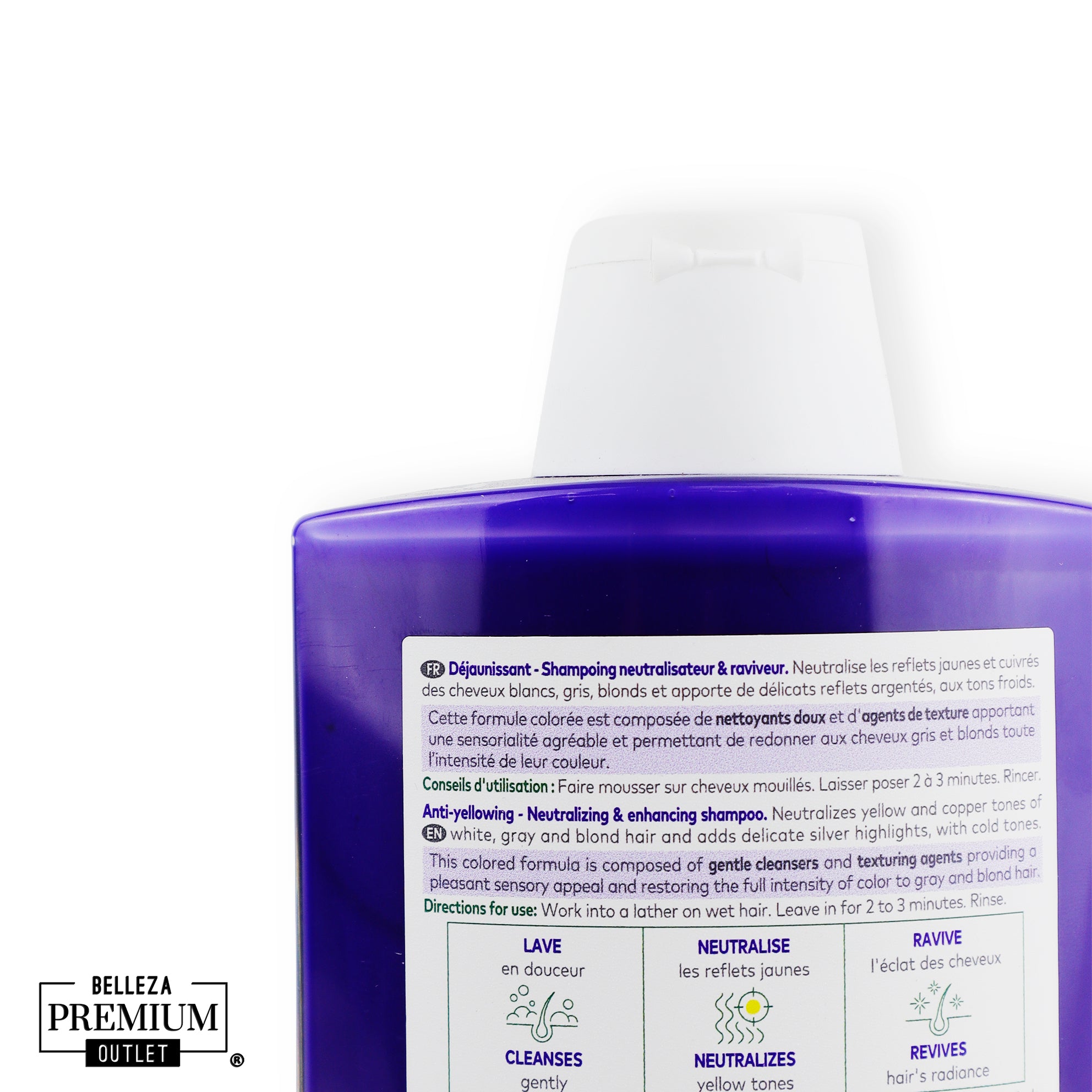 Klorane Anti-Yellow Shampoo 400ml – Revive el Brillo y la Pureza del Cabello Blanco o Canoso