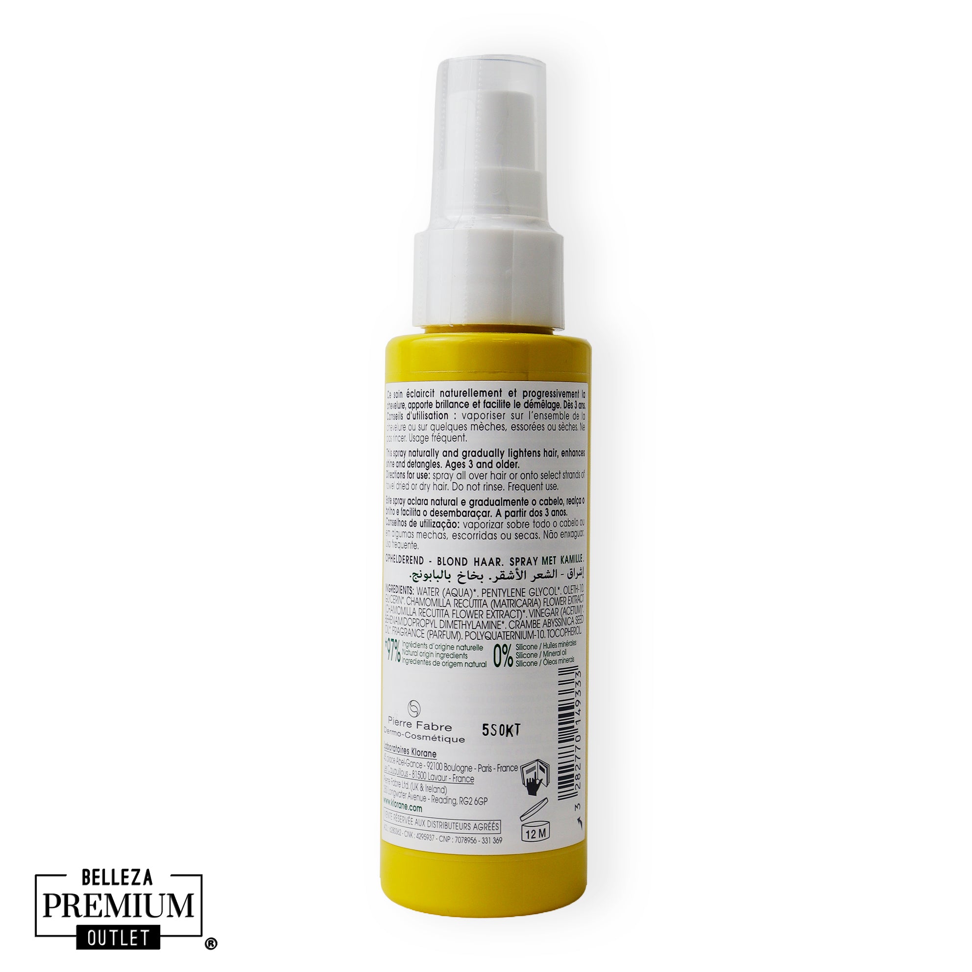 Klorane Illumine - Blonde Hair Spray With Chamomile 100 ml – Spray iluminador para cabello rubio
