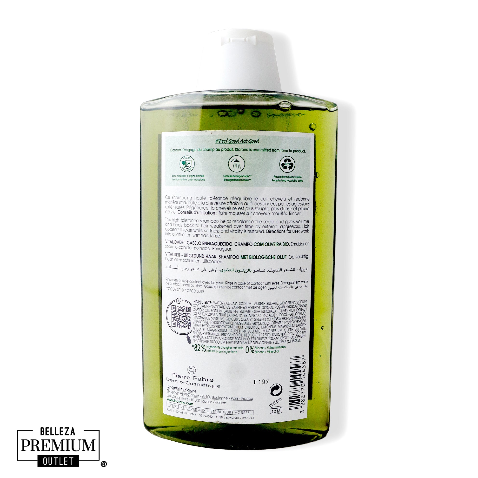 Klorane Vitality Shampoo 400ml — Champú Energizante para Cabello Debilitado y Fatigado