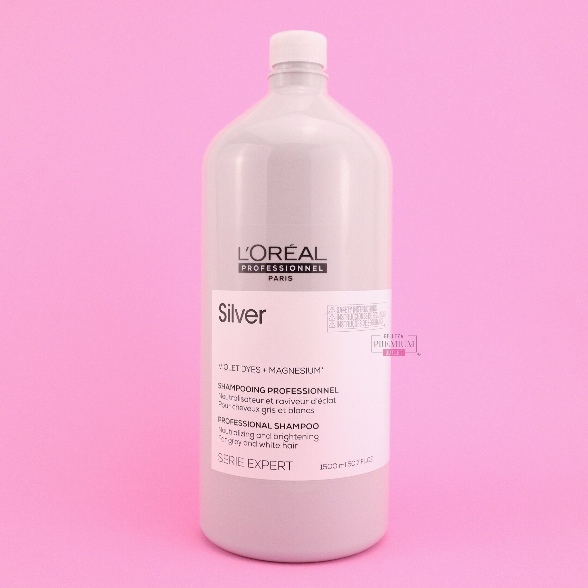 L’Oréal Serie Expert Shampoo Silver 1500ml – Cabello Rubio, Canoso o Decolorido con Brillo y Neutralización de Tonos Amarillos