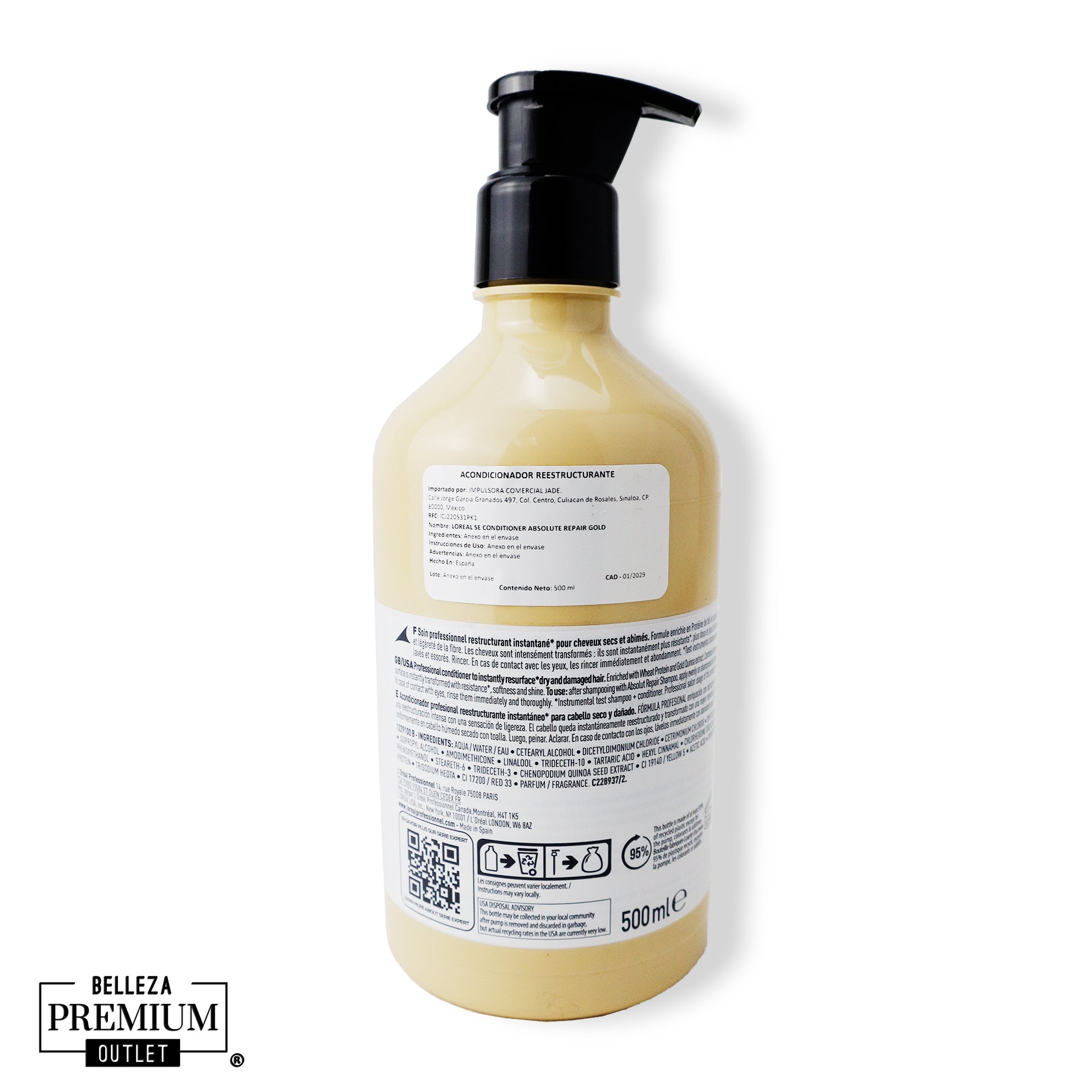 L'Oréal Professionnel Serie Expert Absolute Repair Gold Conditioner 500ml – Reparación y Suavidad Suprema para Cabello Dañado