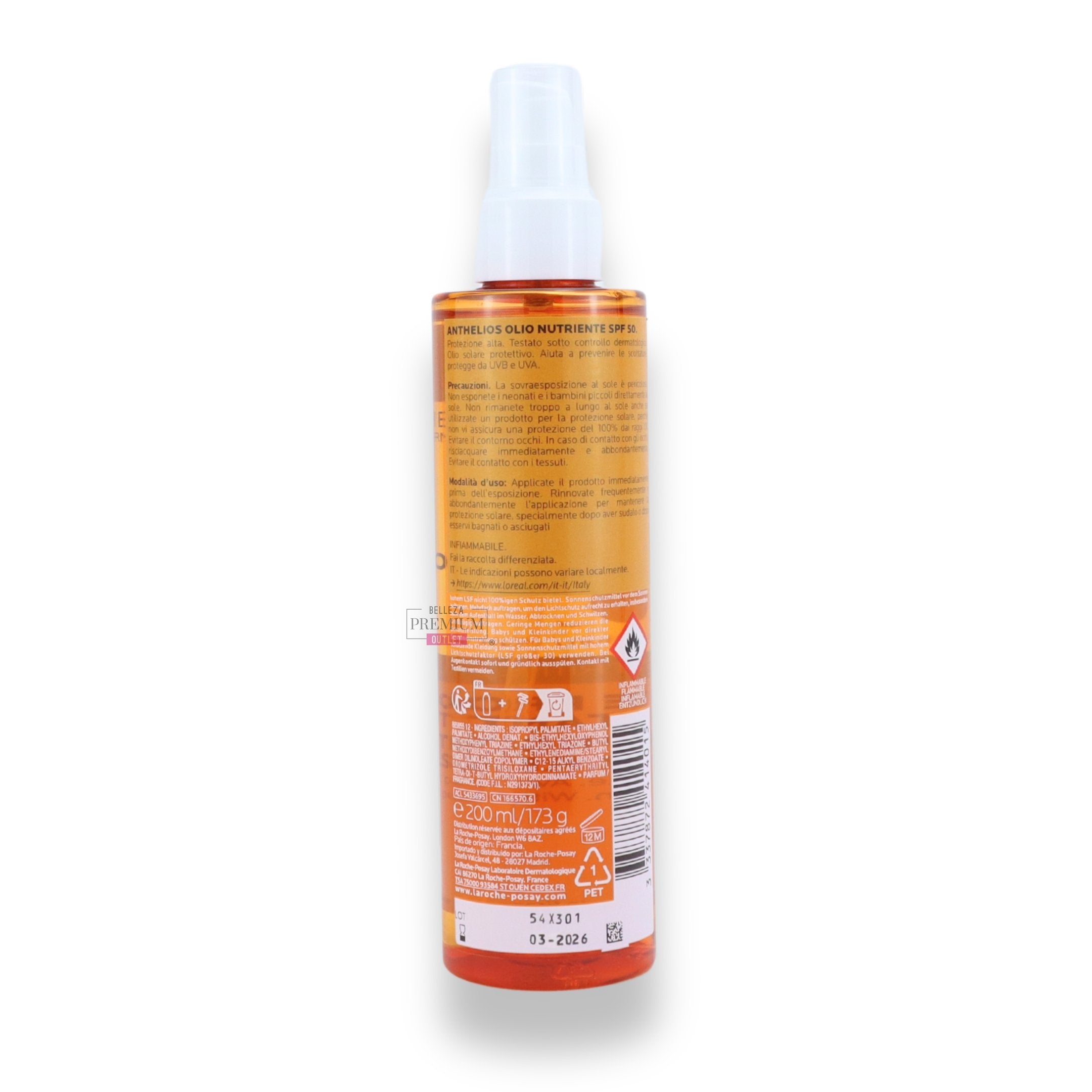 La Roche Posay Anthelios Oil SPF50+ 200ml: Protector solar intenso para pieles sensibles enriquecido con agua termal