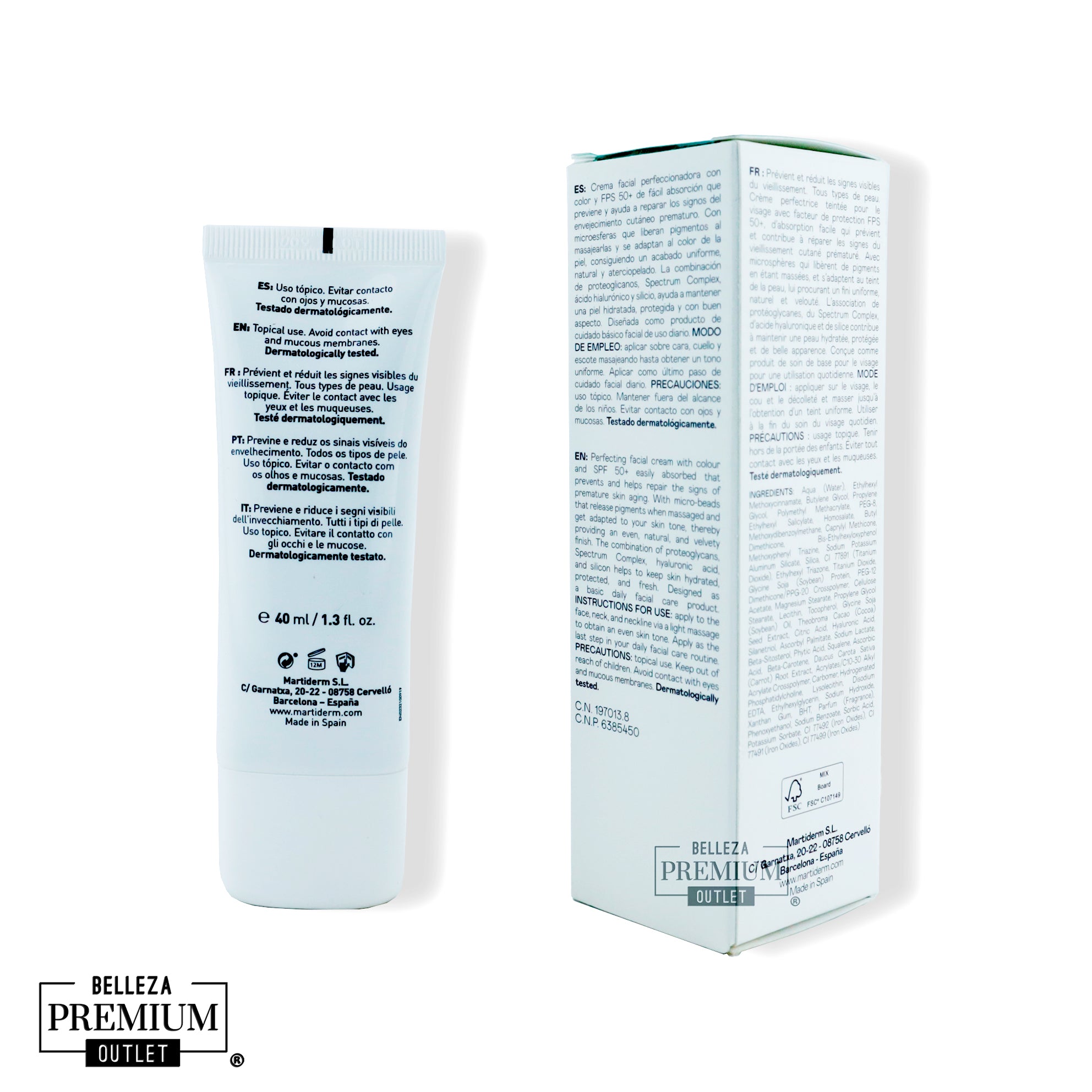 MartiDerm Proteos Screen SPF+ Color 40ml | Protección Solar Alta con Color y Antioxidantes para una Piel Segura y Radiante