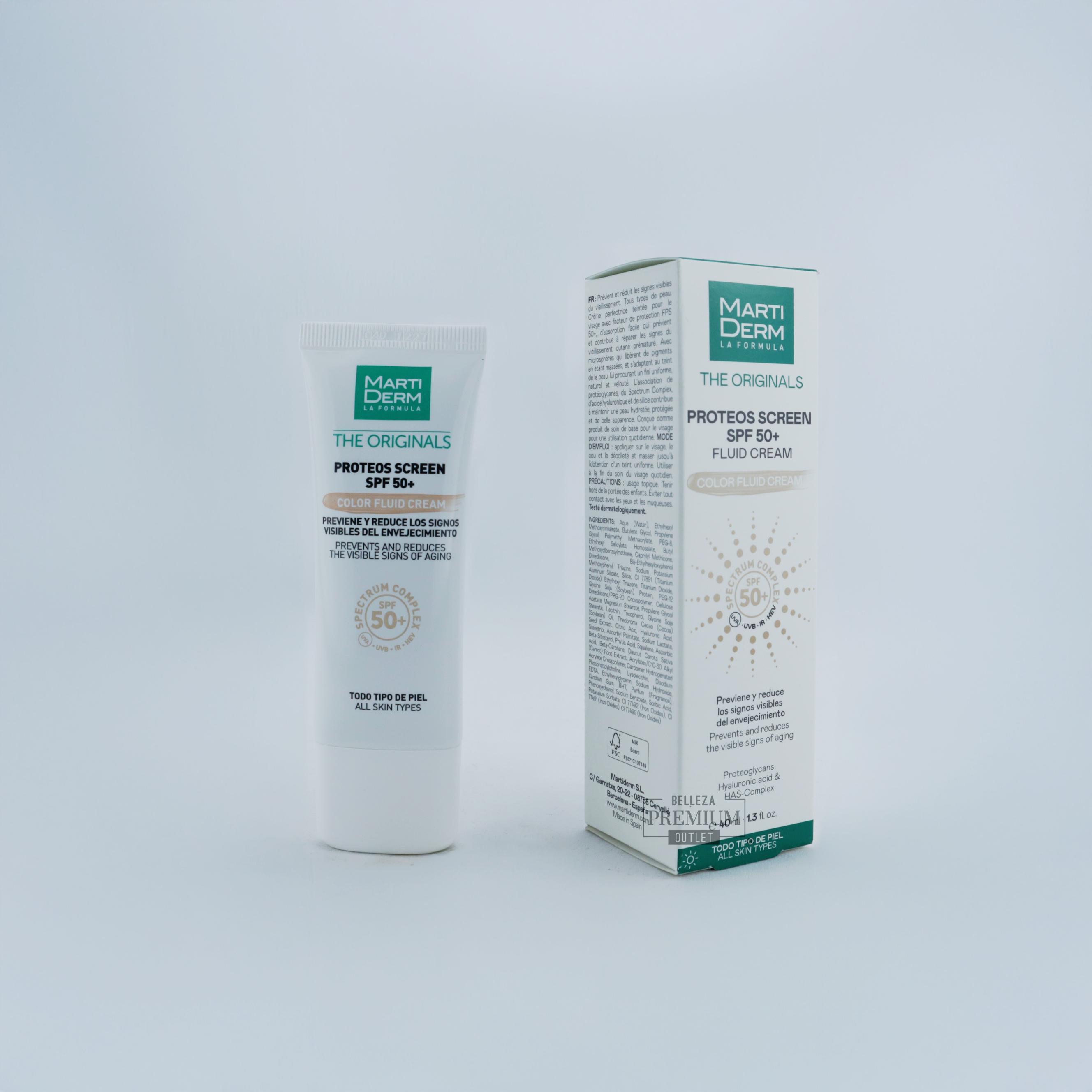 MartiDerm Proteos Screen SPF+ Color 40ml | Protección Solar Alta con Color y Antioxidantes para una Piel Segura y Radiante